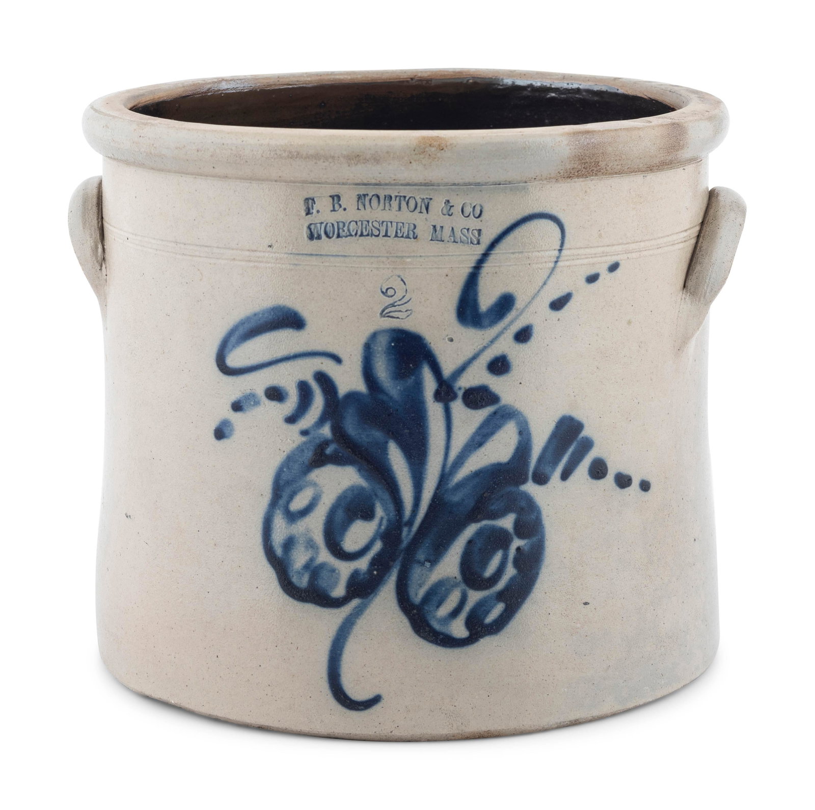 An F.B. Norton & Co. Two-Gallon Cobalt Decorated (1 of 3)