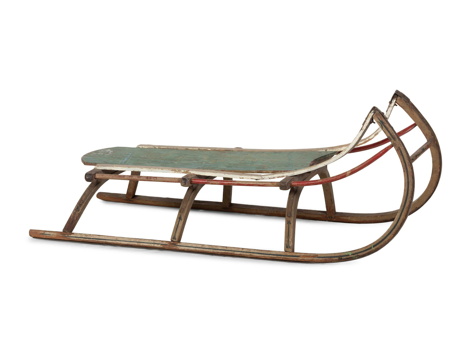 A Paint Decorated Wooden Child's Sled (1 of 2)