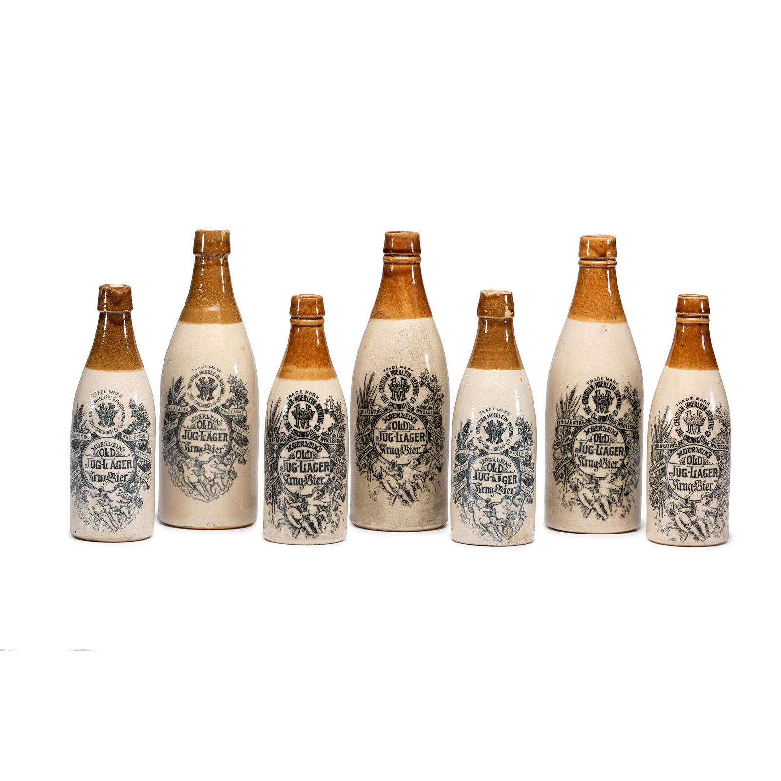 Seven Christian Moerlein Brewing Co. Stoneware Bottles (1 of 2)