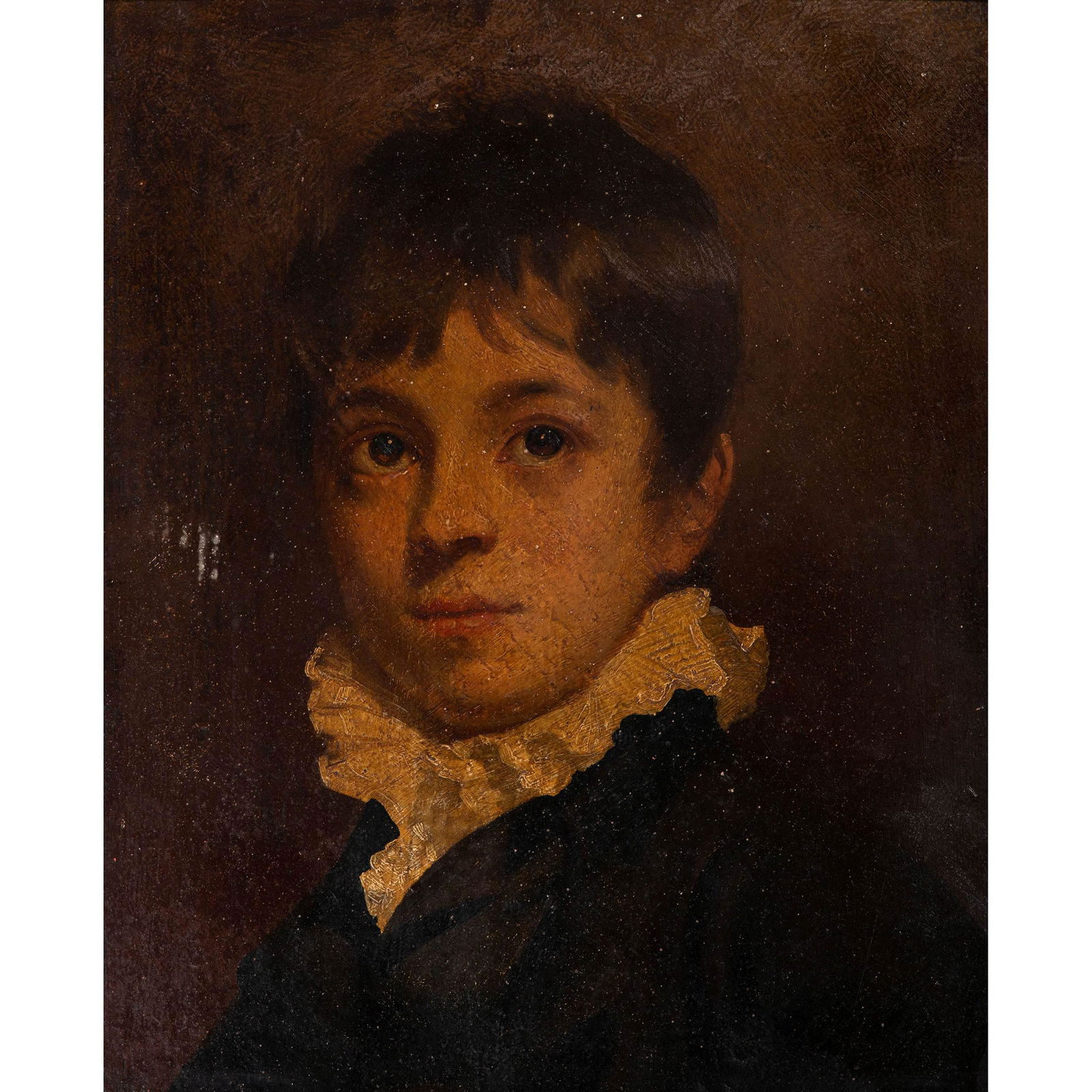 American School, 19th Century: American School, 19th Century Portrait of a Young Boy in the manner of Thomas Sully oil on board Sight 15 3/4 x 13 inches. Property of a Southern Collector, Russellville, Kentucky