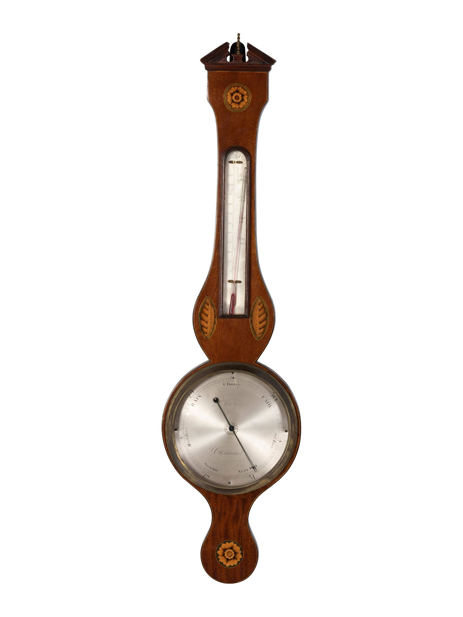A Regency Style Inlaid Mahogany Banjo Barometer and (1 of 3)