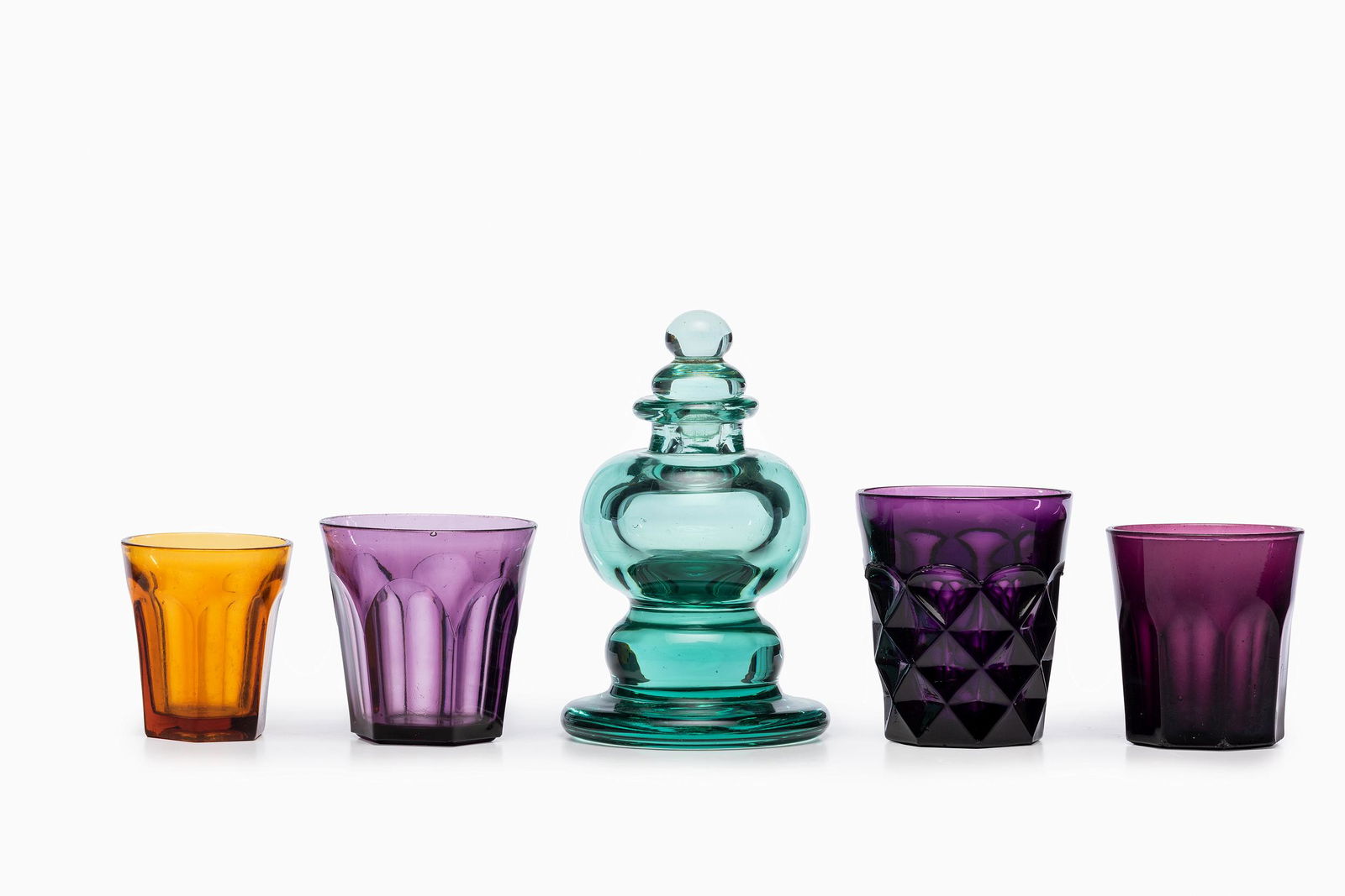 A Group of Early American Glass Tumblers and Inkwell (1 of 1)