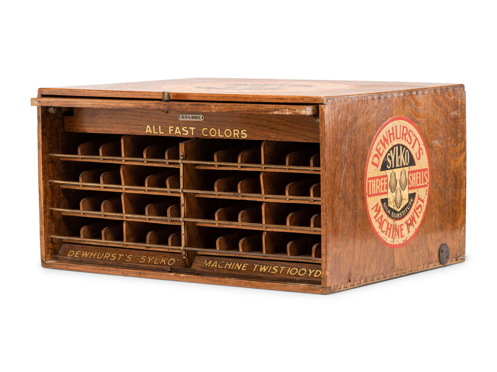 A Dewhurst's "Sylko" Stenciled Oak Spool Cabinet (1 of 3)