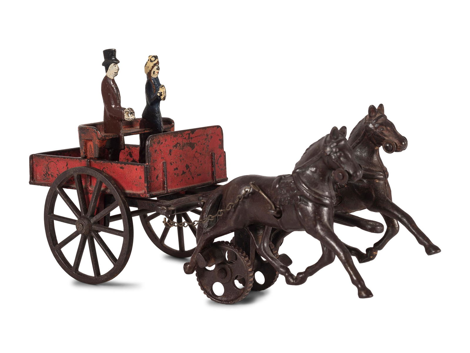 A Carpenter Cast Iron Horse Drawn Cart with Two Figures (1 of 5)