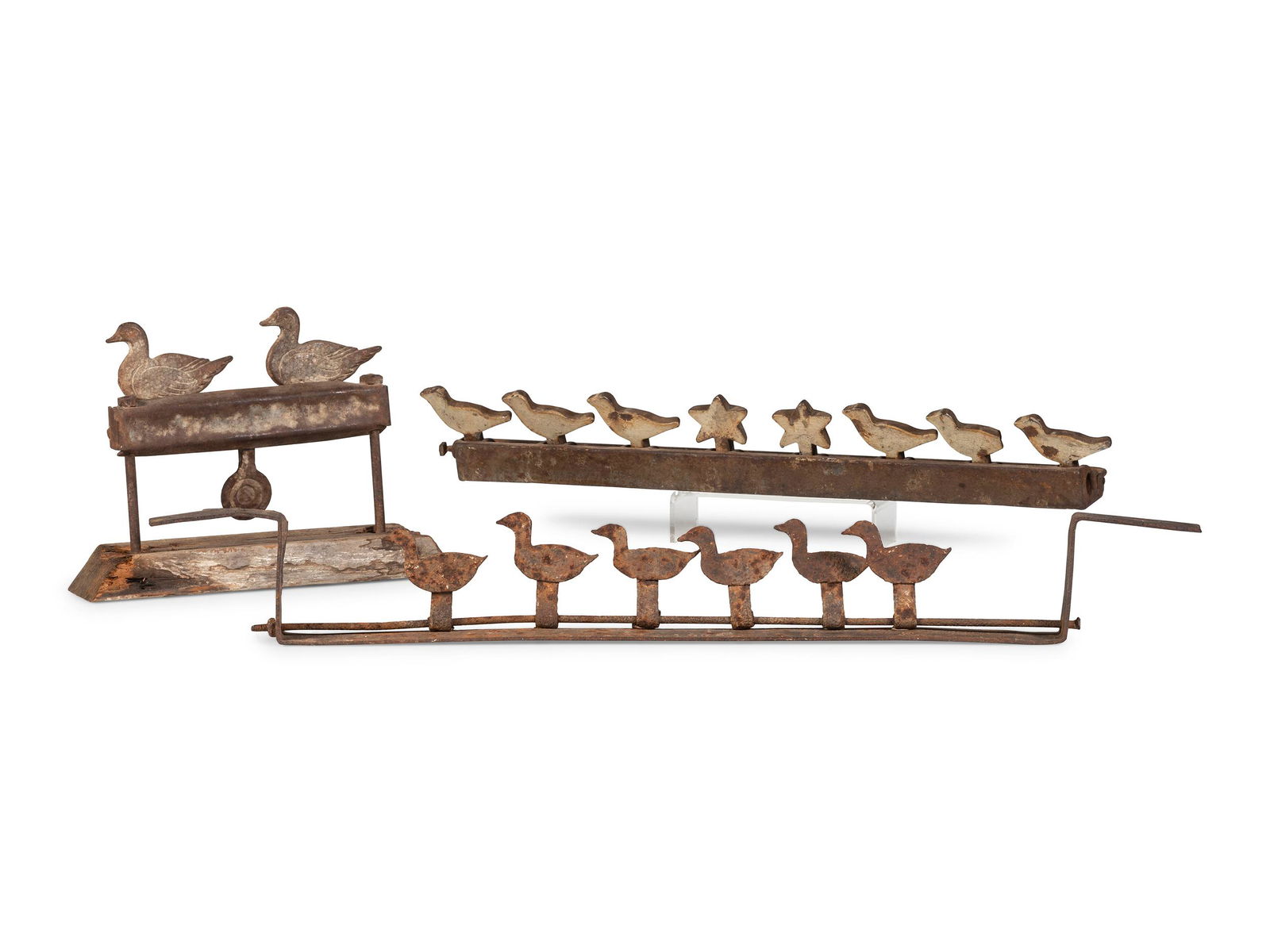 Three Mounted Cast Iron Carnival Shooting Targets (1 of 2)