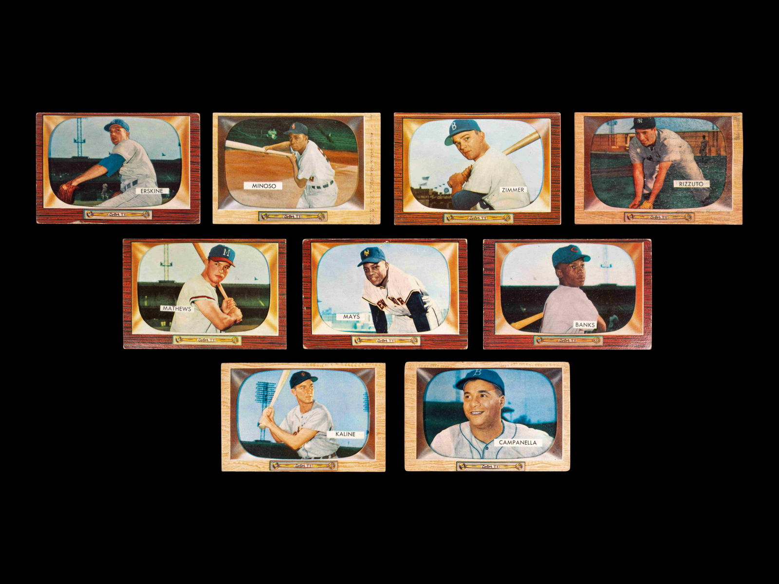 A Group of Nine 1955 Bowman Baseball Cards (Including (1 of 2)