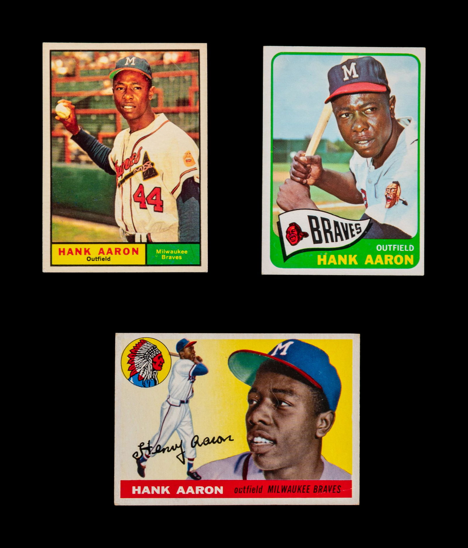 A Group of Three Hank Aaron 1950s and 1960s Topps (1 of 2)