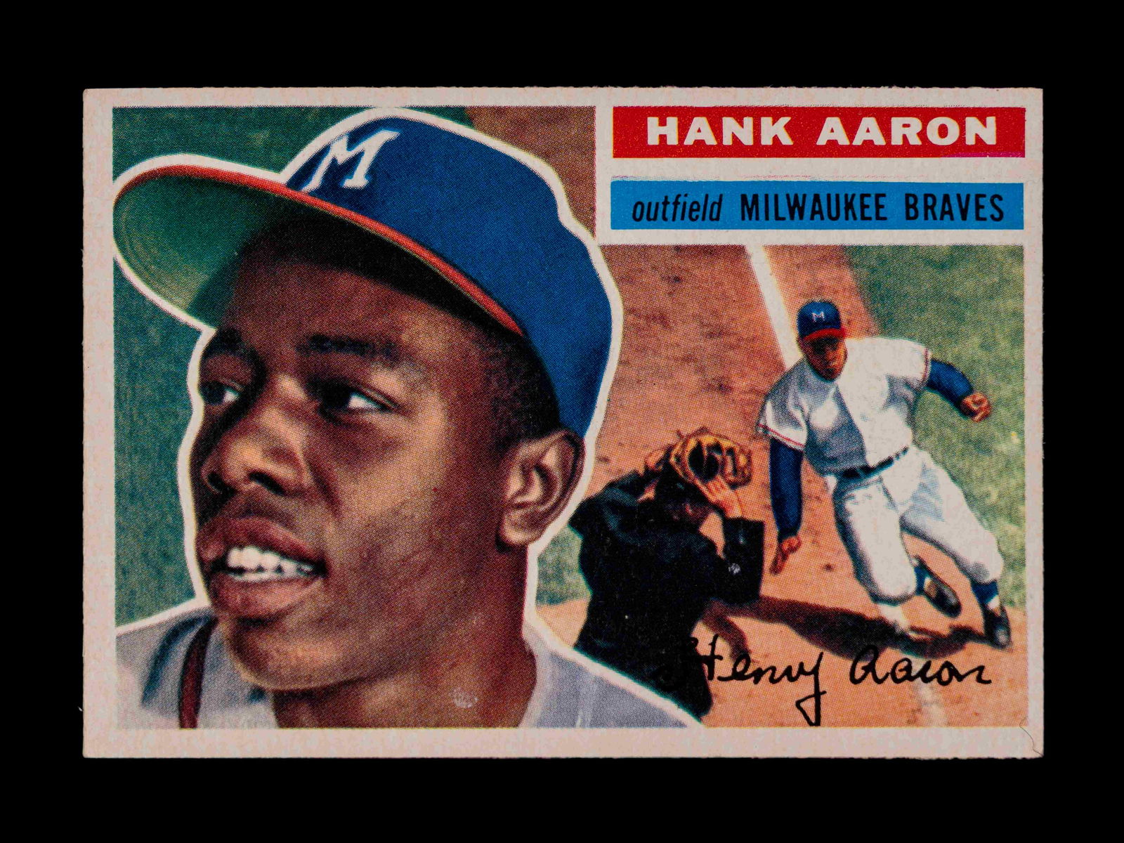 A 1956 Topps Hank Aaron Baseball Card No. 31 (White (1 of 2)