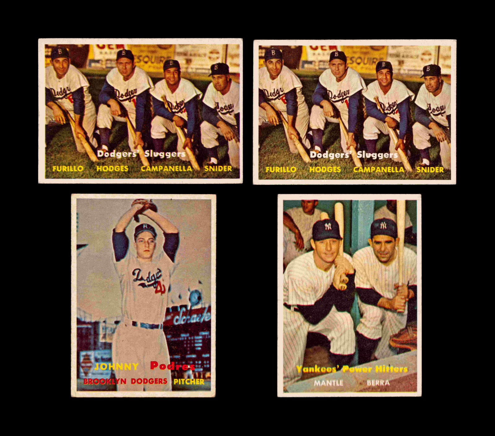 A Group of Four 1957 Topps Baseball Cards Including (1 of 2)