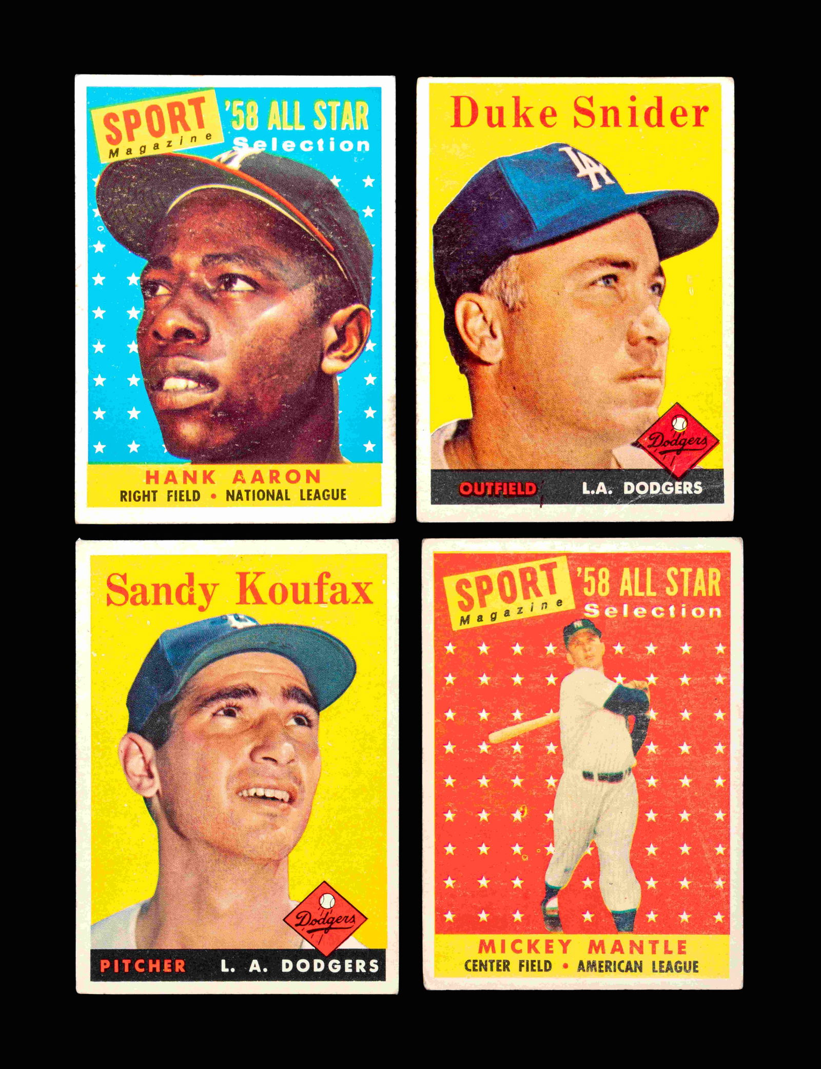 A Group of Four 1958 Topps Baseball Cards Including (1 of 2)