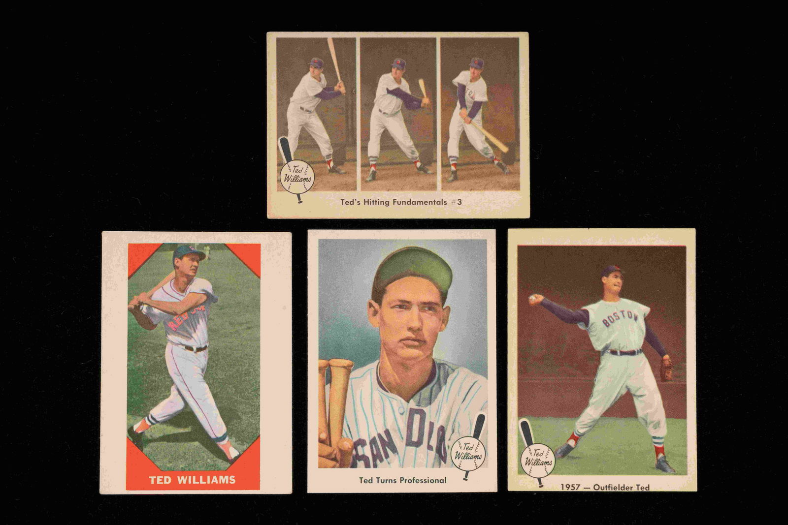 A Group of Four Ted Williams Fleer Baseball Cards, (1 of 4)