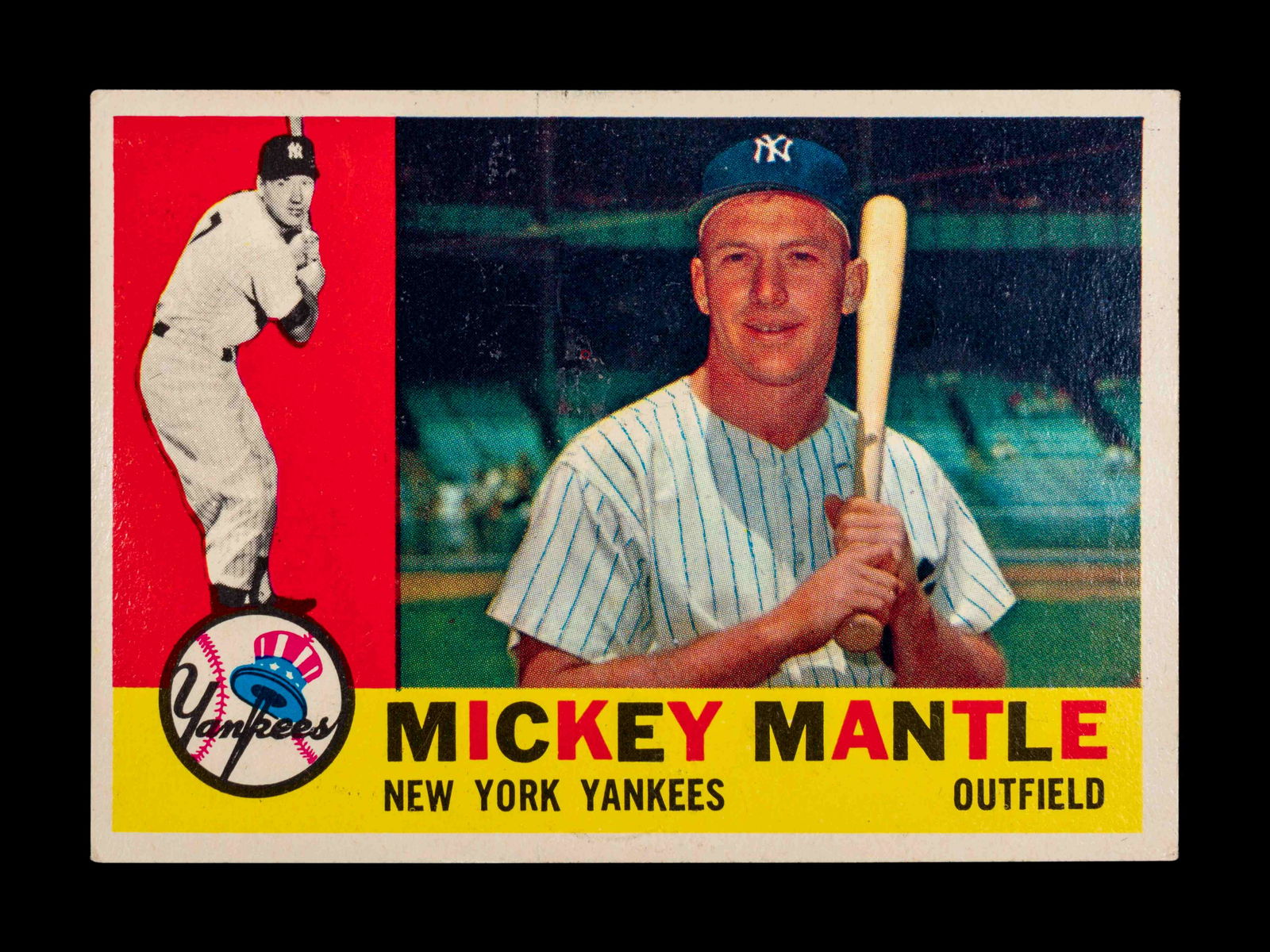 A 1960 Topps Mickey Mantle Baseball Card No. 350 (1 of 2)