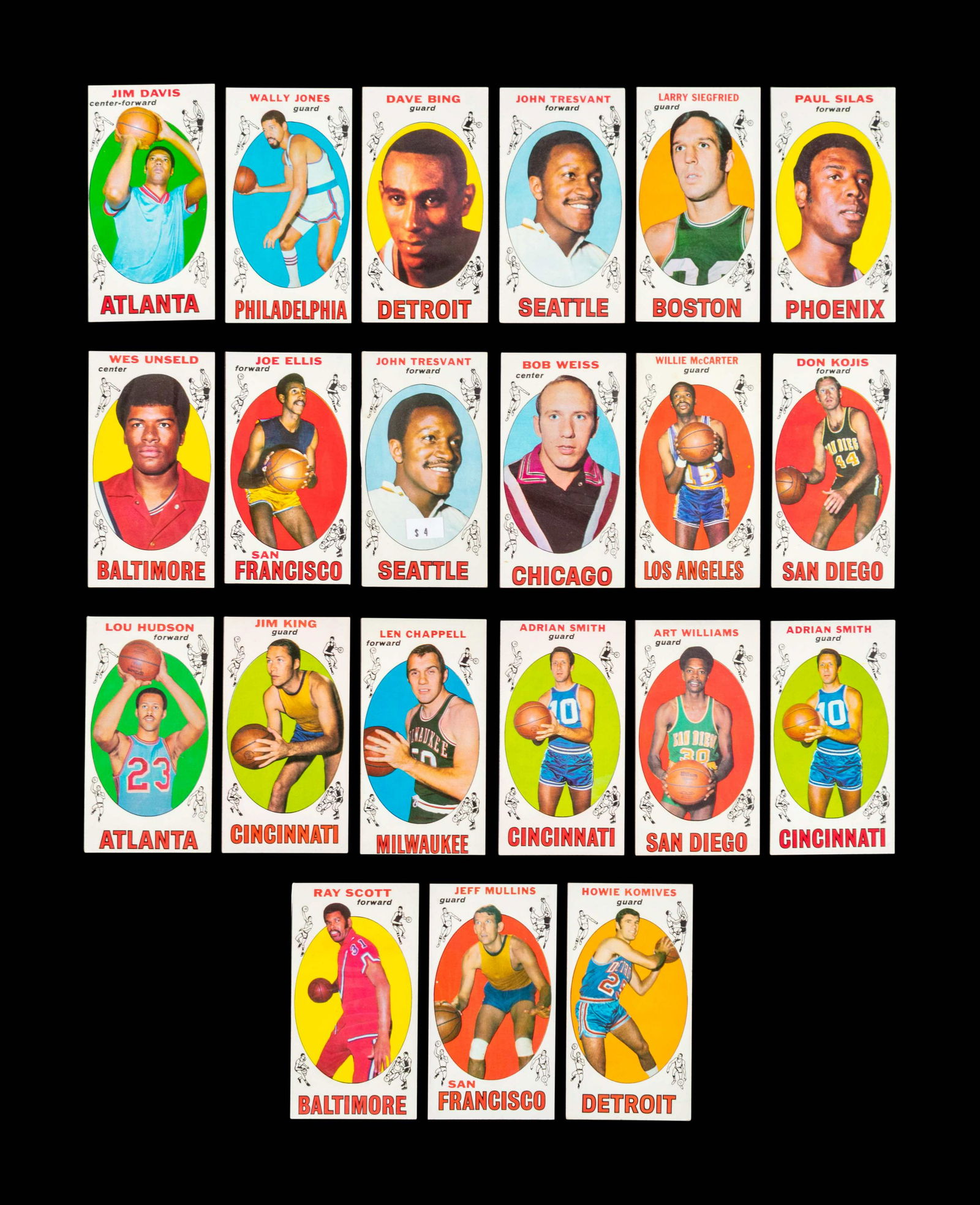 A Group of 93 Assorted 1969-70 Topps Basketball Cards, (1 of 9)