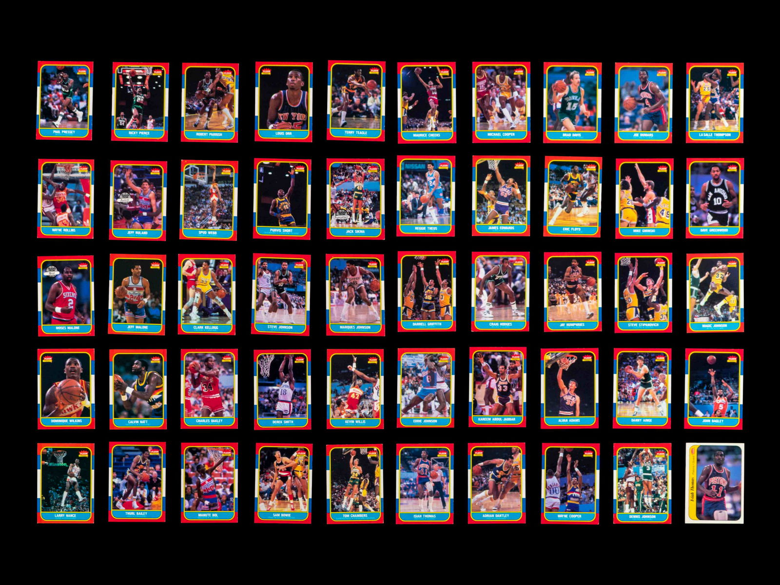 A Group of 49 1986 Fleer Basketball Cards, Including (1 of 10)