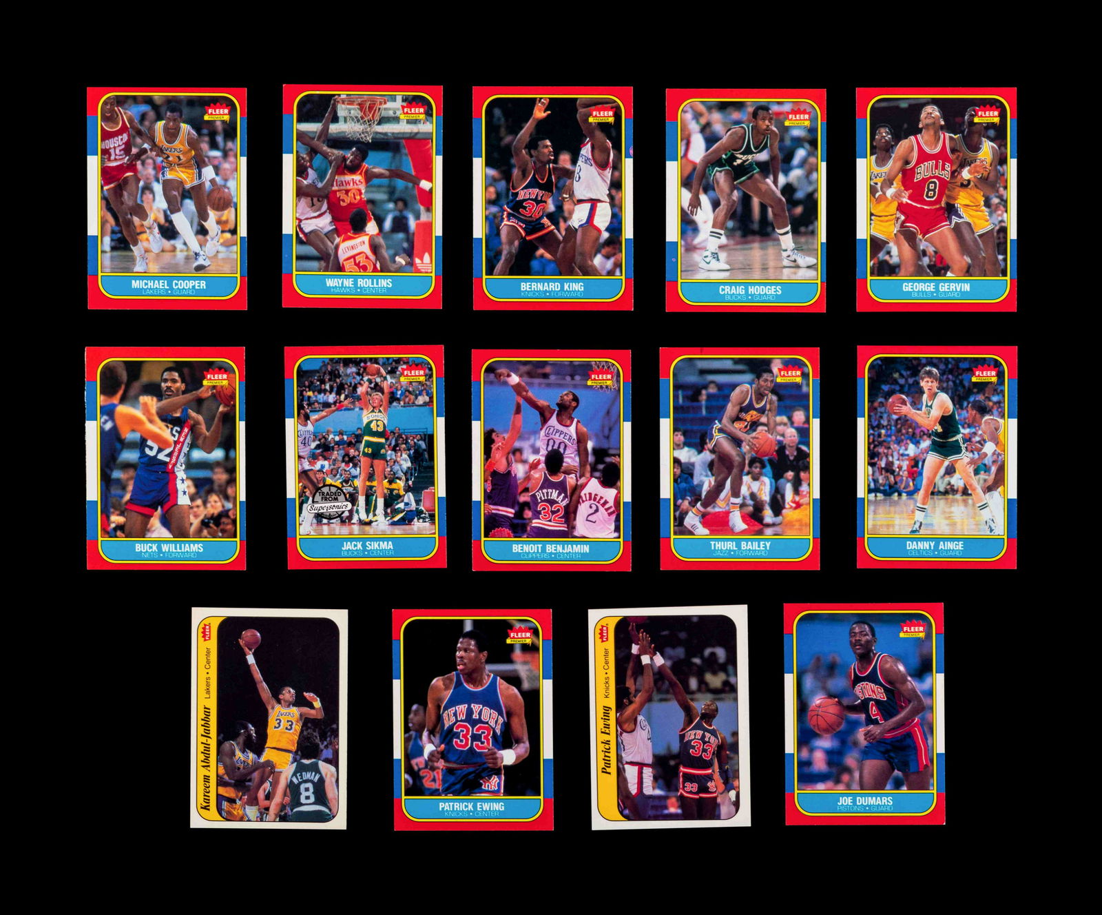 A Group of 54 1986 Fleer Basketball Cards, Including a (1 of 7)