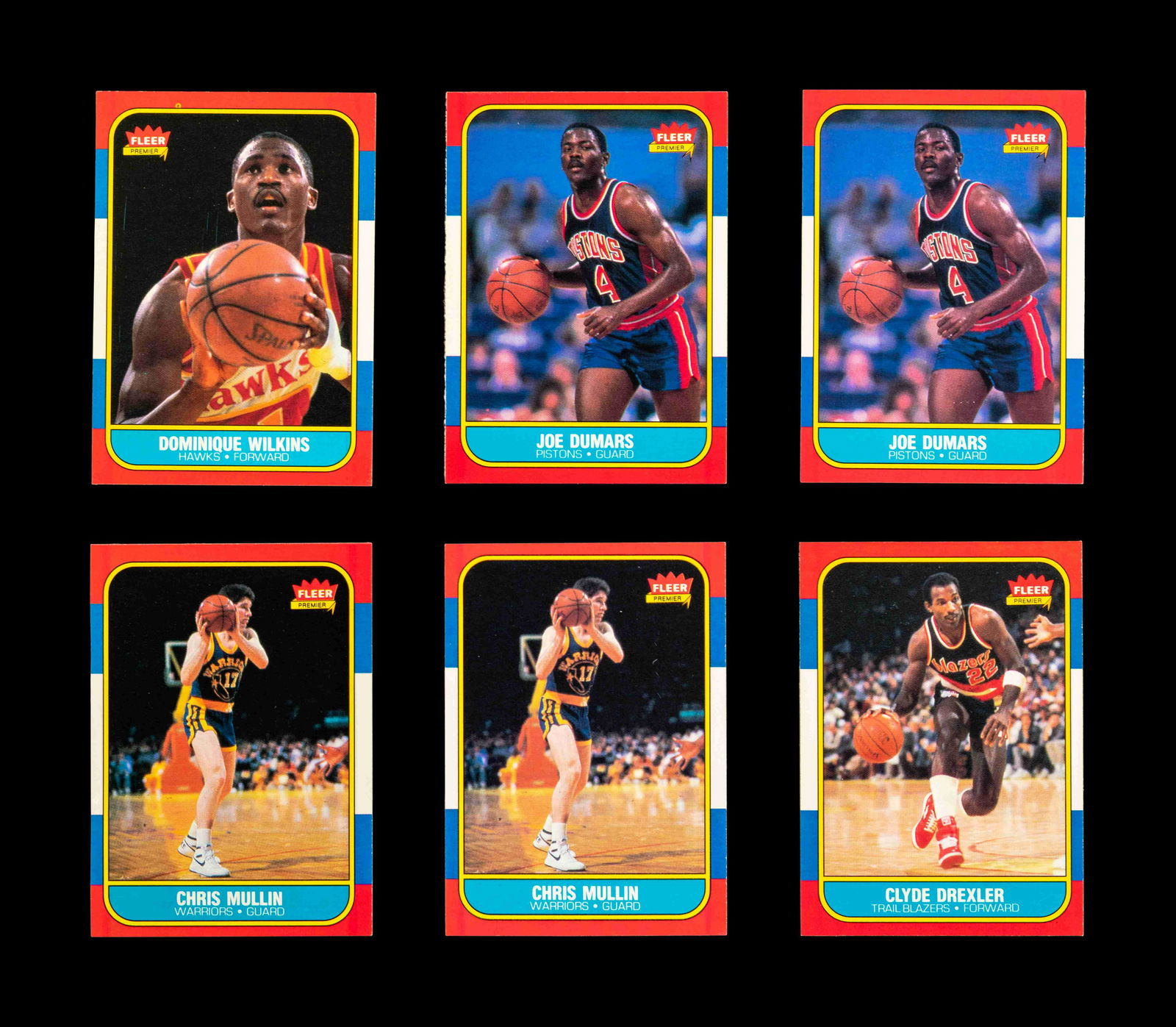 A Group of Six 1986 Fleer Rookie Basketball Cards (1 of 2)