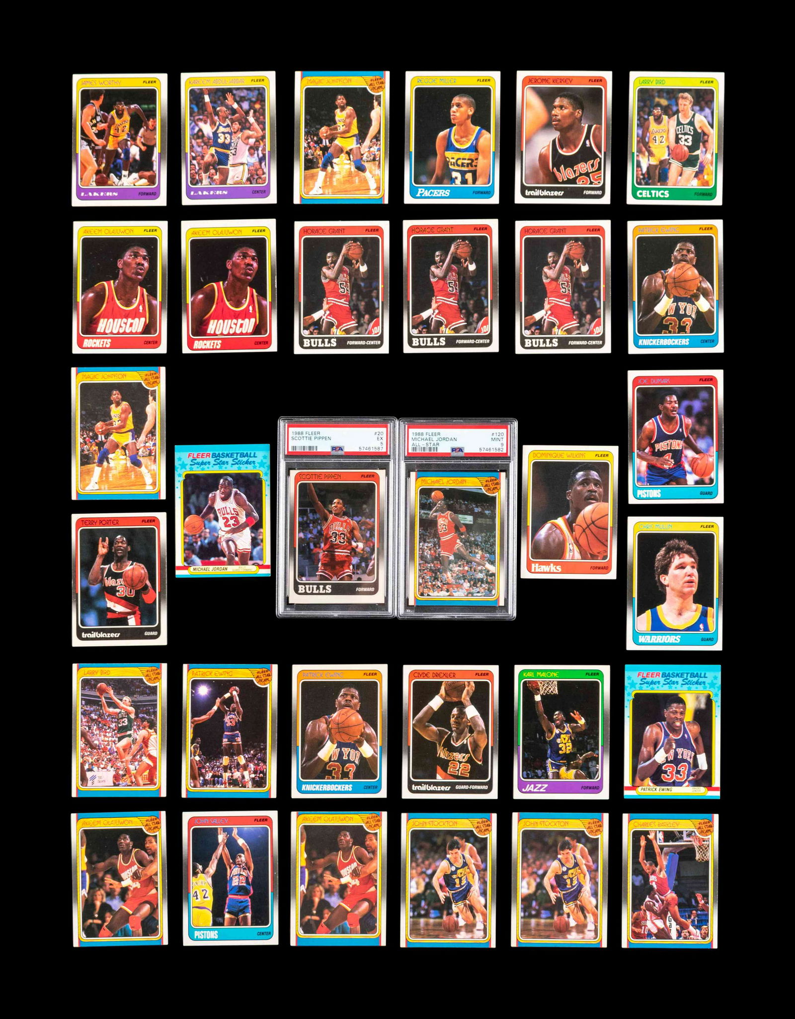 A Group of 31 1988 Fleer Basketball Cards Including a (1 of 8)