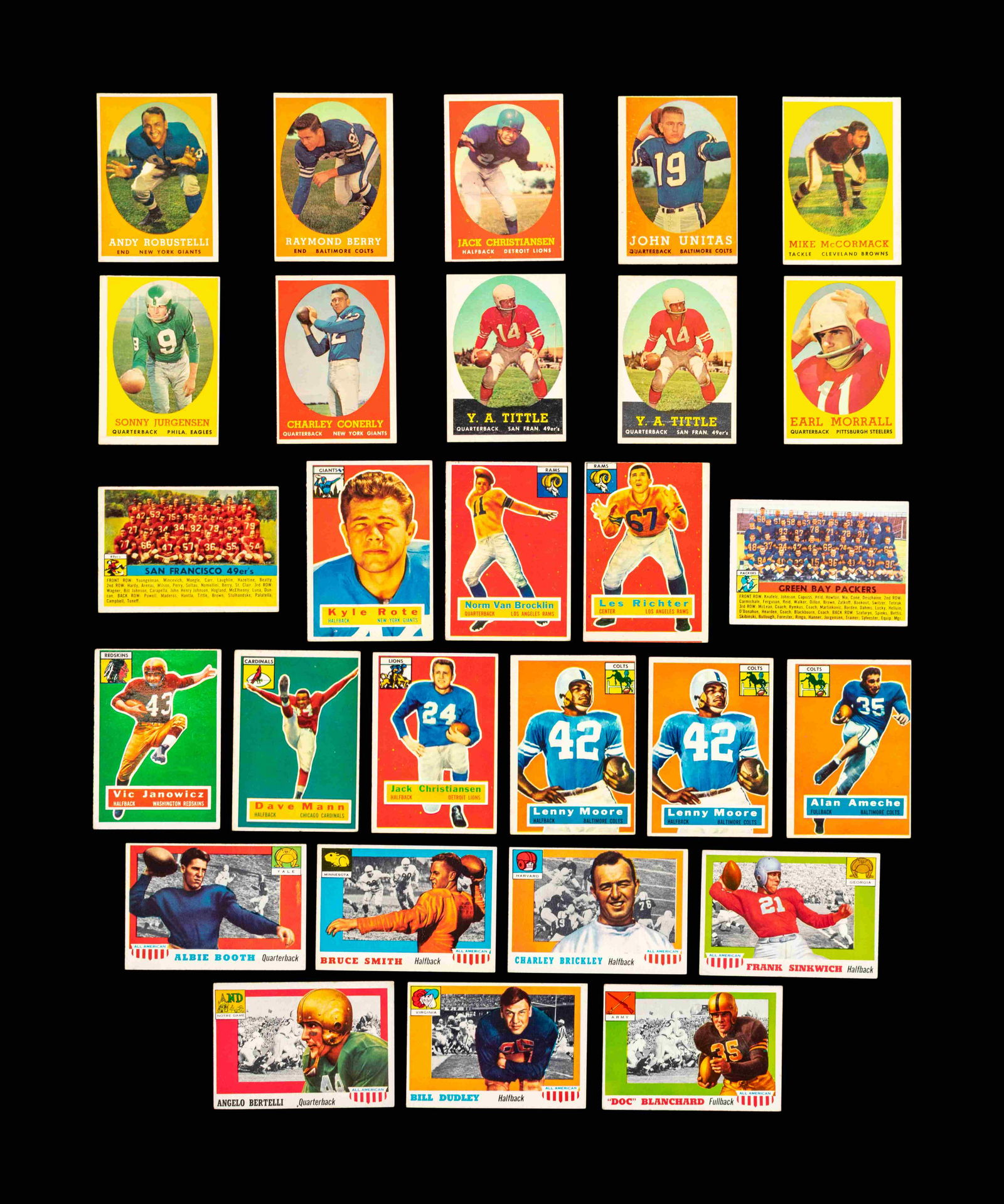 A Group of 28 1955, 1956 and 1958 Topps Football Cards (1 of 2)