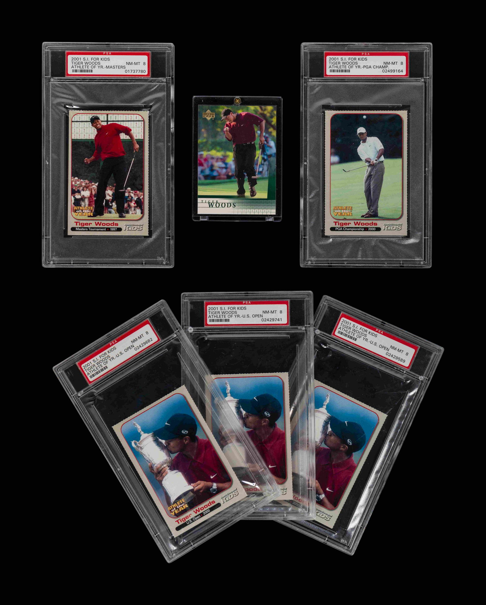 A Group of Six 2001 Tiger Woods Golf Cards (1 of 9)