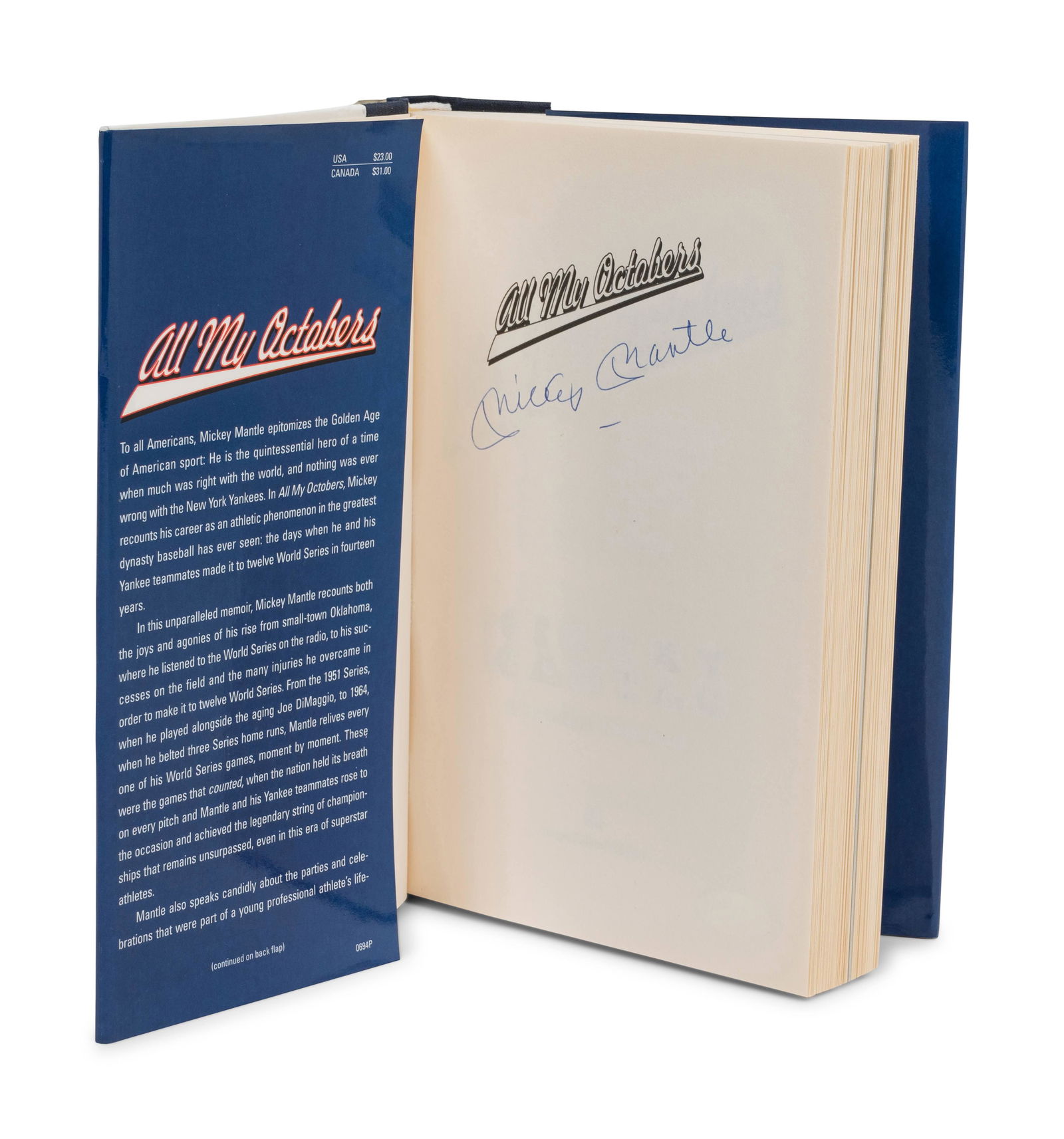 A Mickey Mantle Signed Autograph All My Octobers Book (1 of 6)
