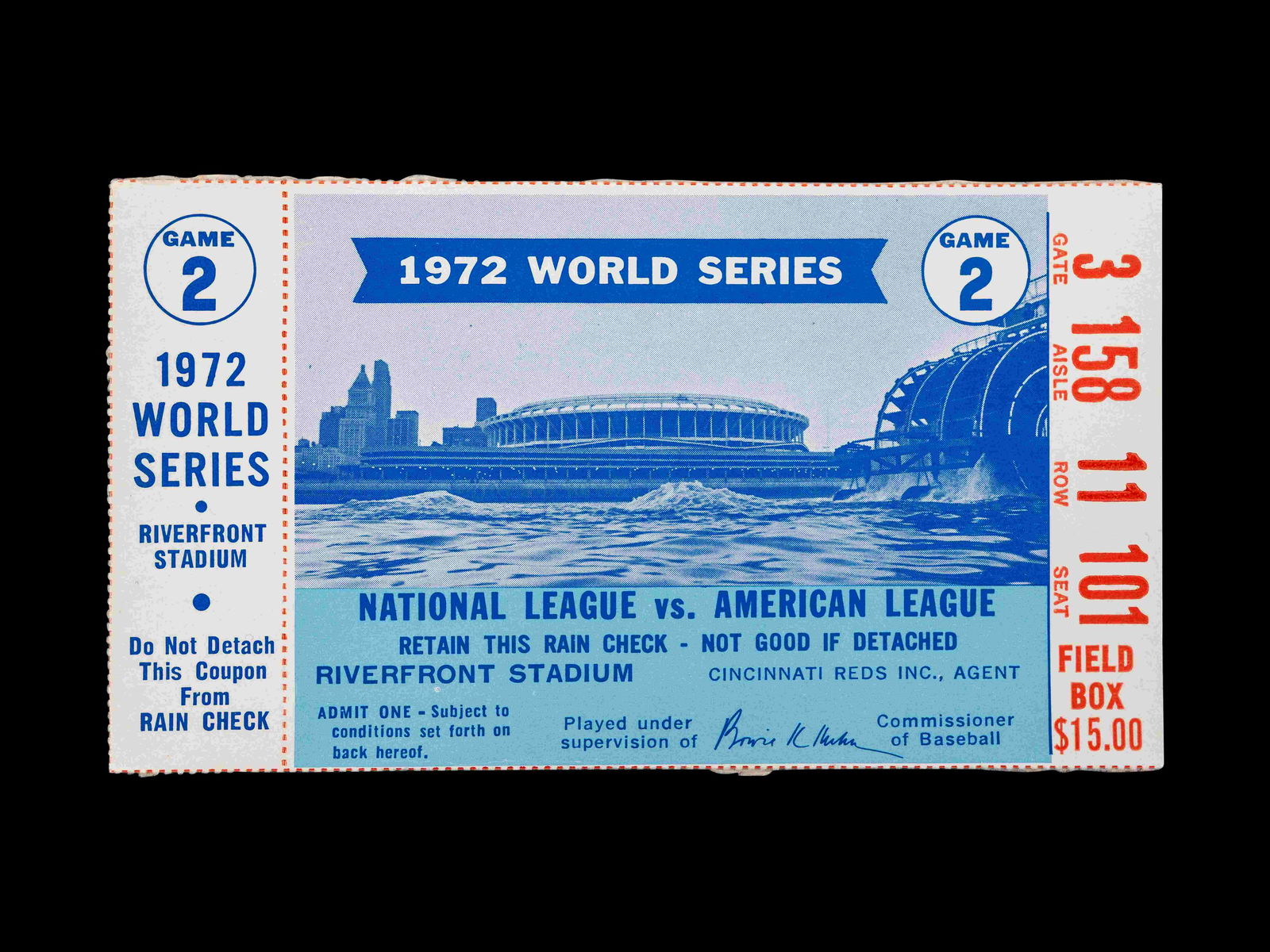 An October 15, 1972 World Series Game 2 Ticket Stub (1 of 2)