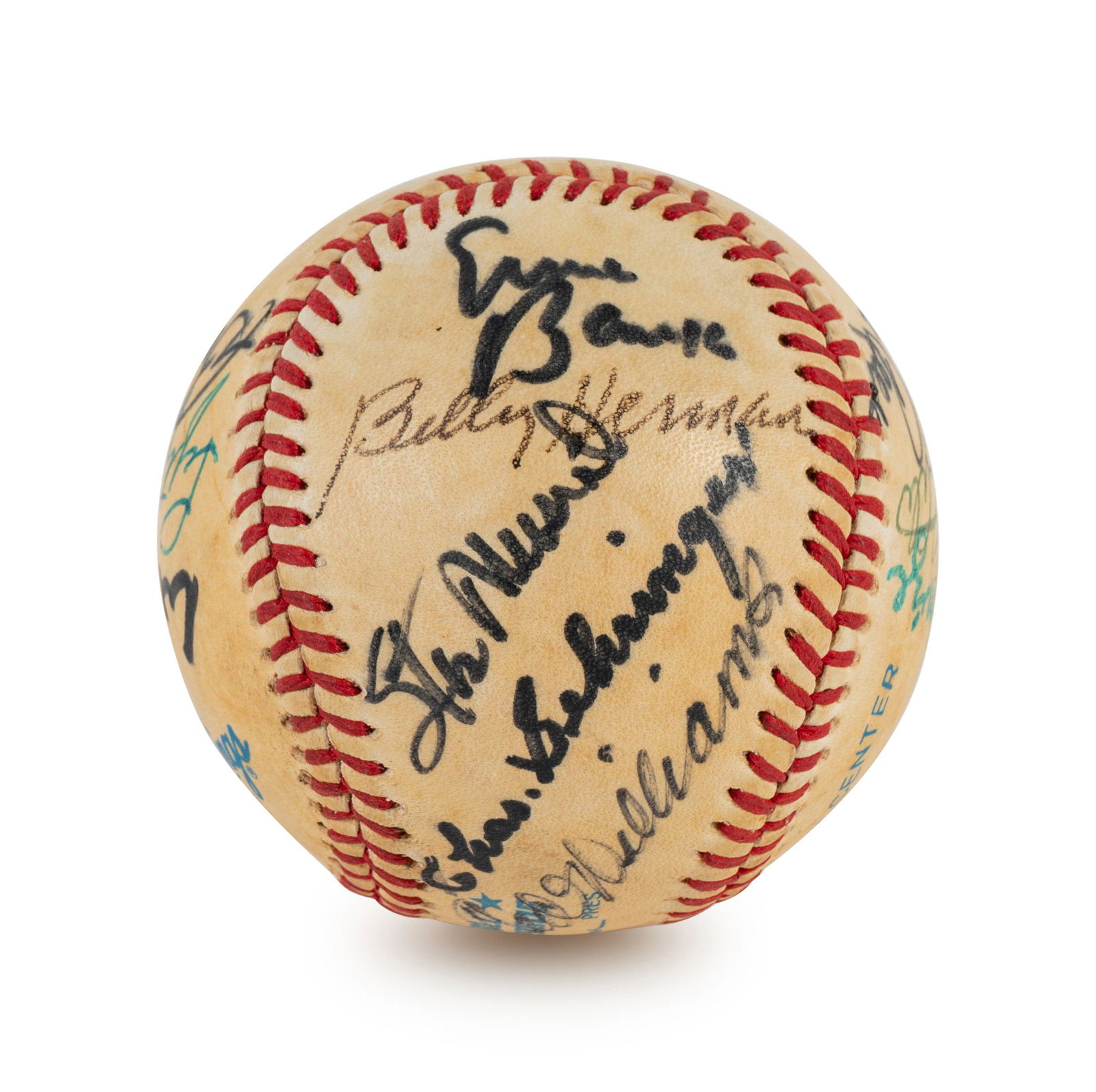 A Multi Signed Baseball Comprised of 16 Deceased Hall (1 of 7)