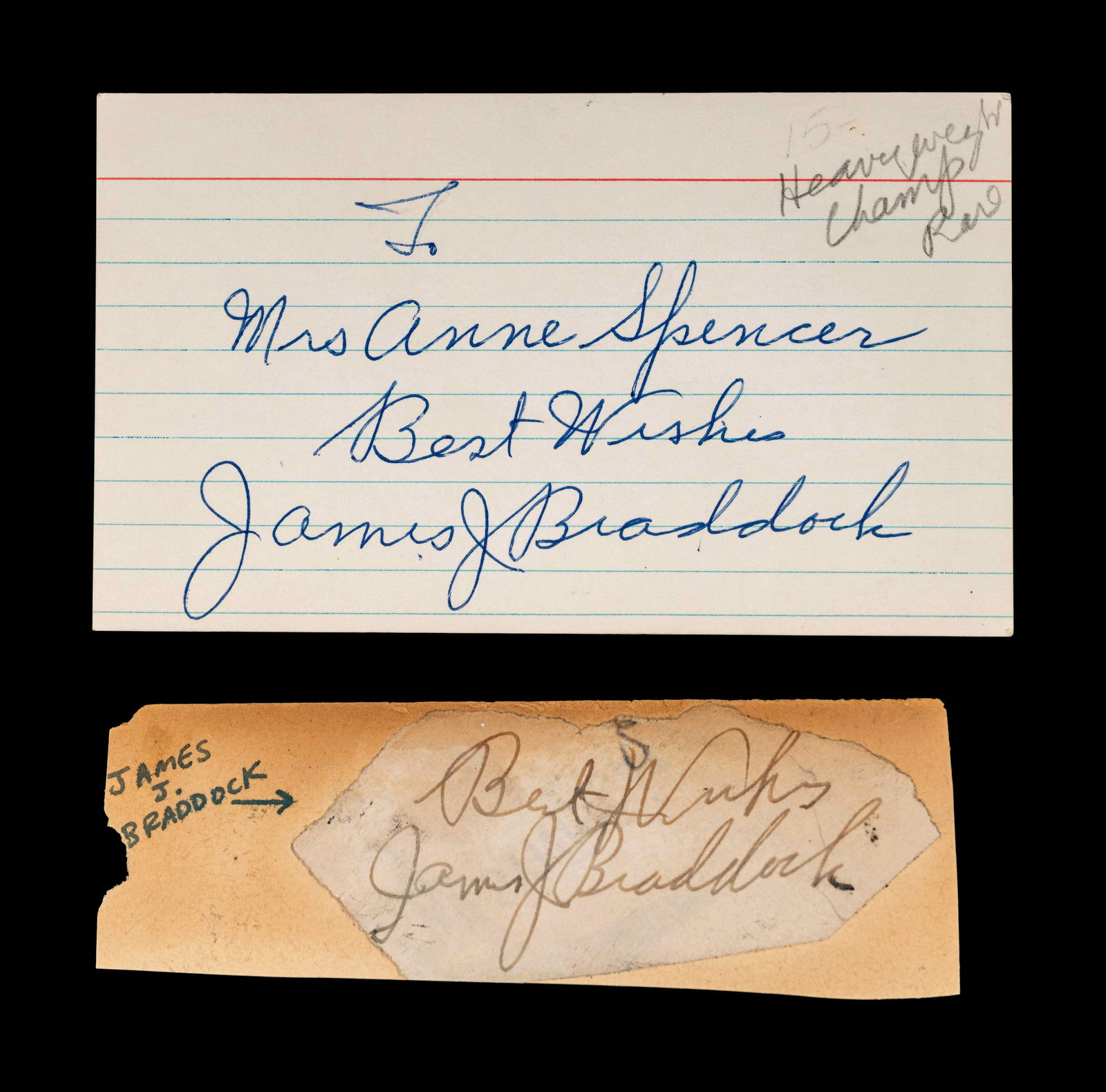 A Group of James J Braddock Signed Autograph Items, (1 of 2)