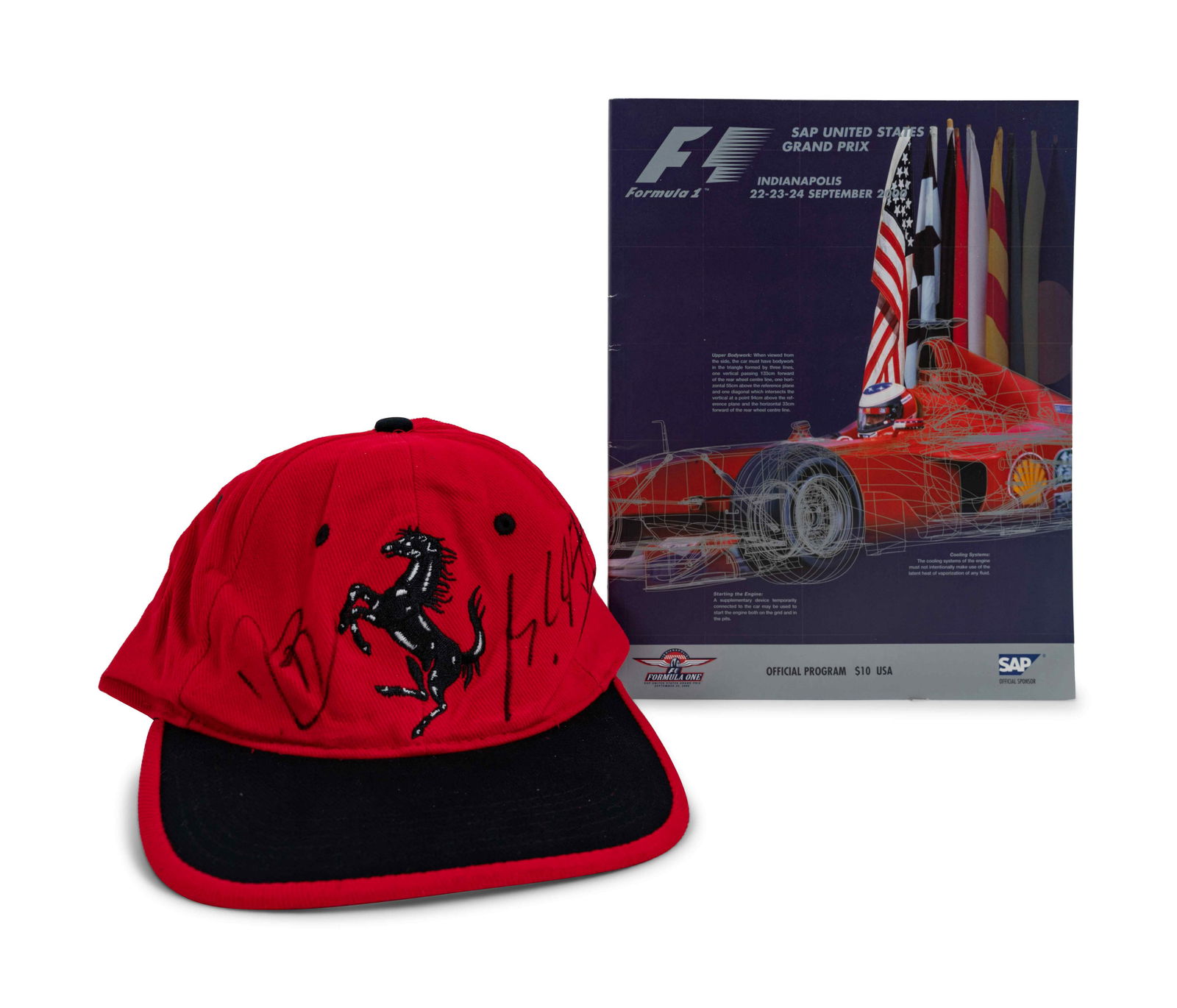 A Michael Schumacher Signed Autograph Ferrari Hat and (1 of 2)