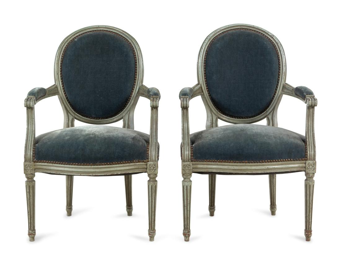 A Pair of Louis XVI Style Painted Fauteuils (1 of 2)