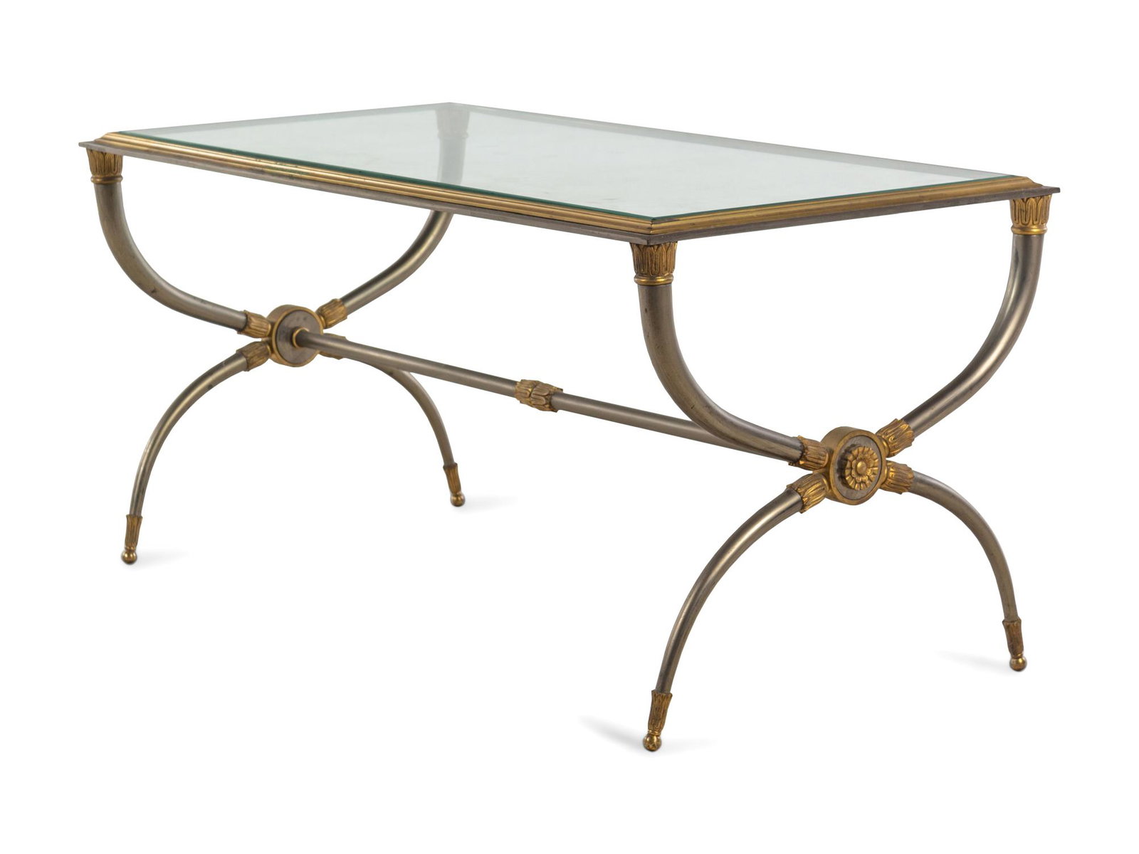 A French Steel and Brass Low Table in the Style of (1 of 5)