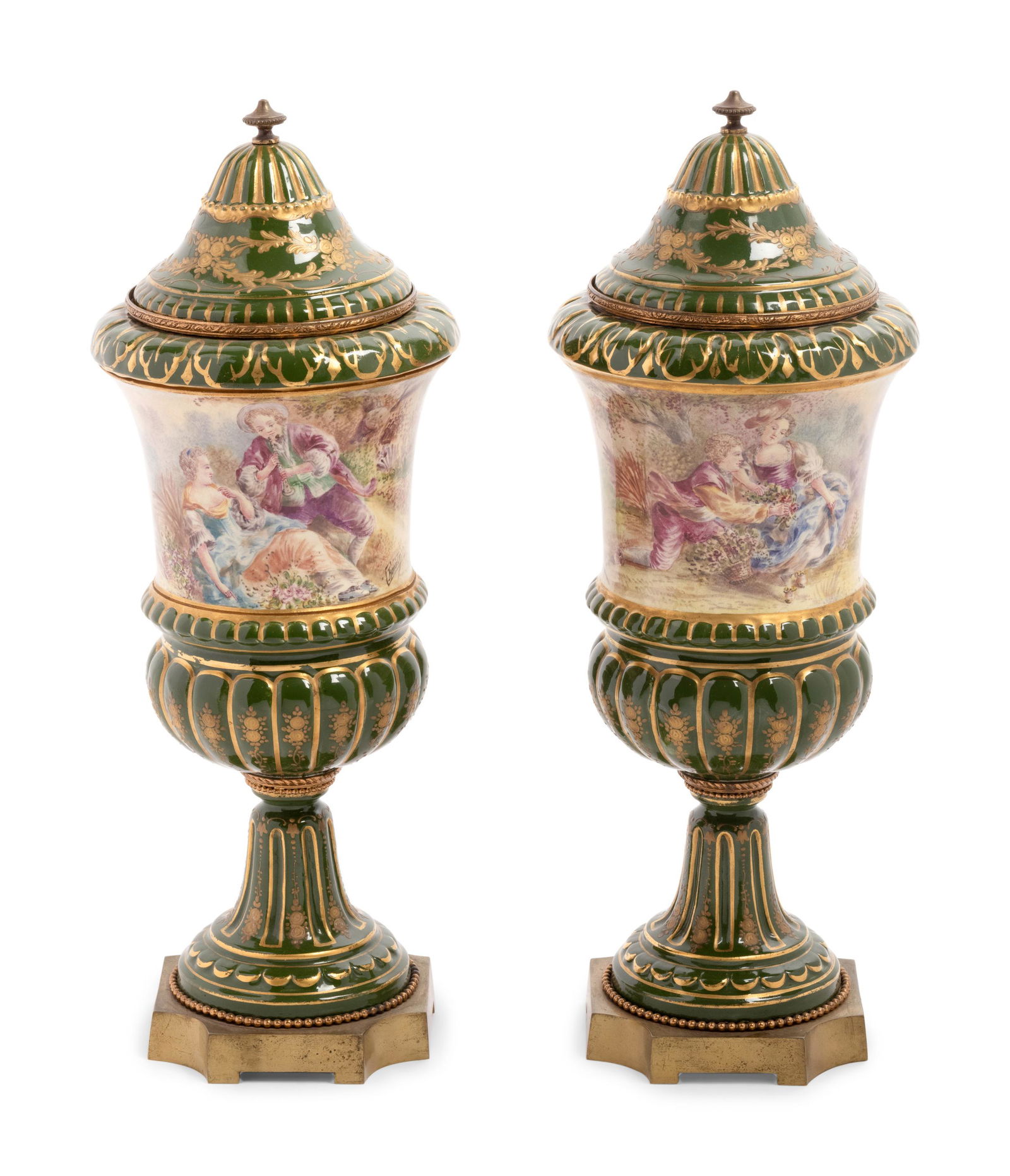 A Pair of Sevres Style Porcelain Covered Urns (1 of 4)