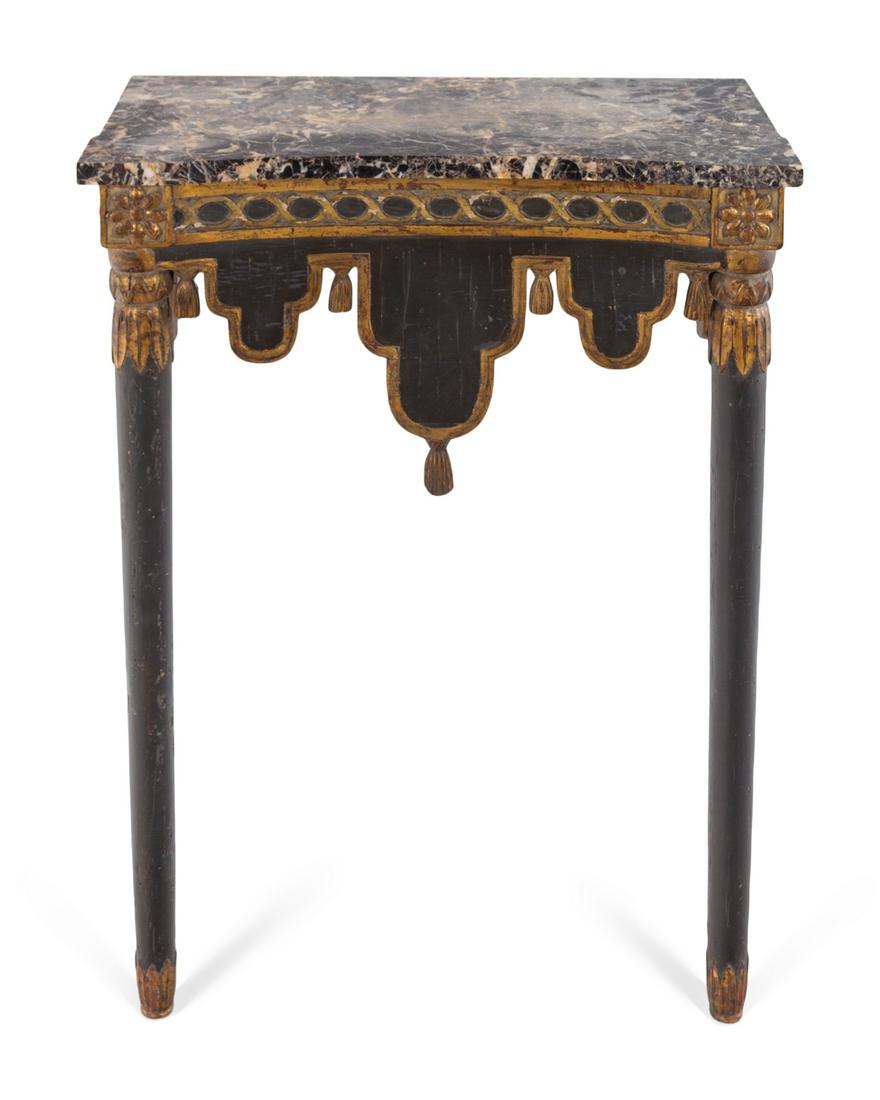 An Italian Painted and Parcel Gilt Marble-Top Console (1 of 3)