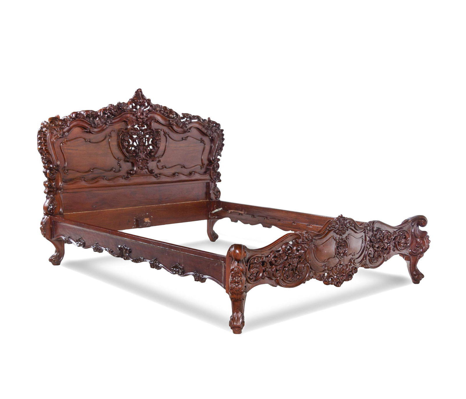 A Rococo Revival Carved Walnut Bed (1 of 2)
