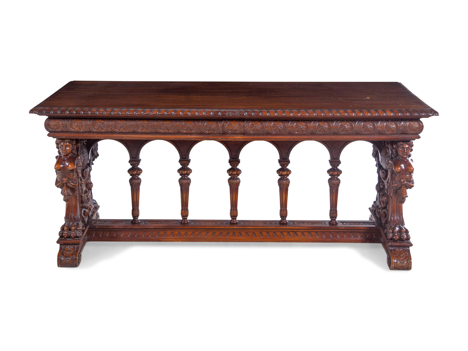 A Renaissance Revival Carved Walnut Refectory Table (1 of 4)