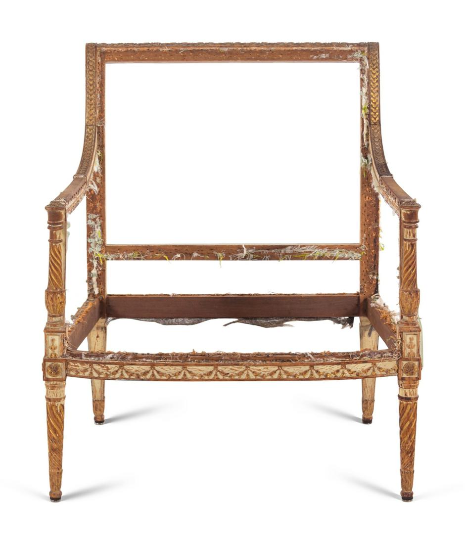 A Continental Painted and Parcel Gilt Marquise: A Continental Painted and Parcel Gilt Marquise Late 18th/Early 19th Century Height 35 1/2 x width 27 inches. Provenance: John J. Nelson Antiques, Los Angeles, 1968