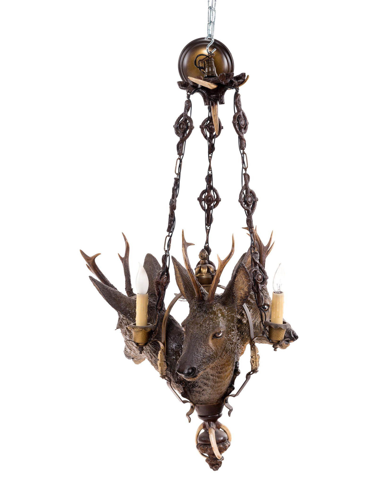A Black Forest Style Composite Three-Light Chandelier (1 of 2)