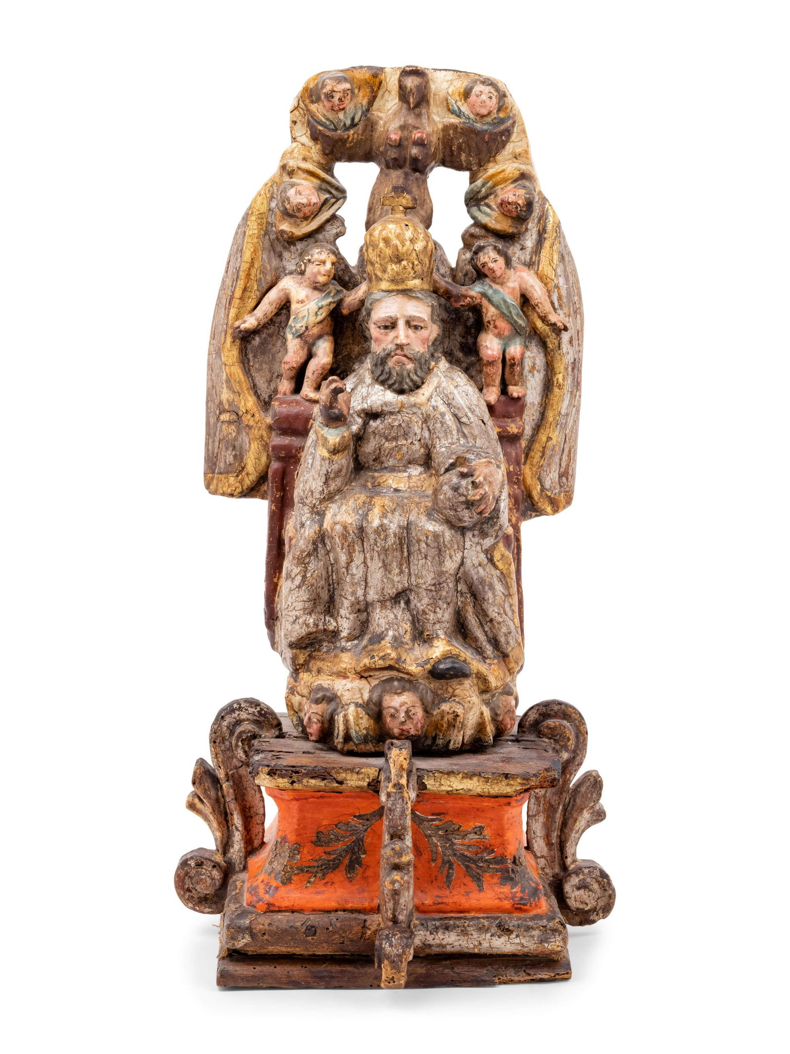 A Spanish Carved and Painted Wood Santos Group (1 of 4)