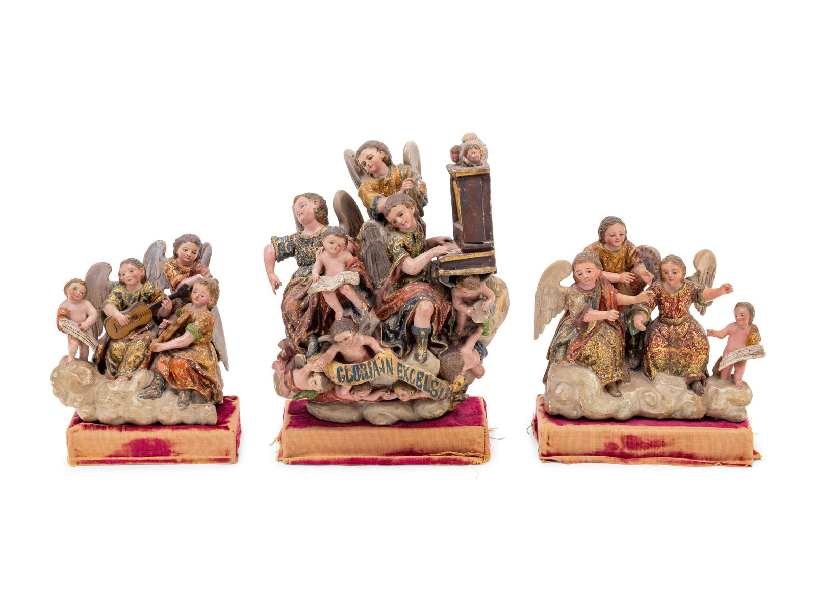 Three Spanish Colonial Carved Wood Figural Groups (1 of 6)