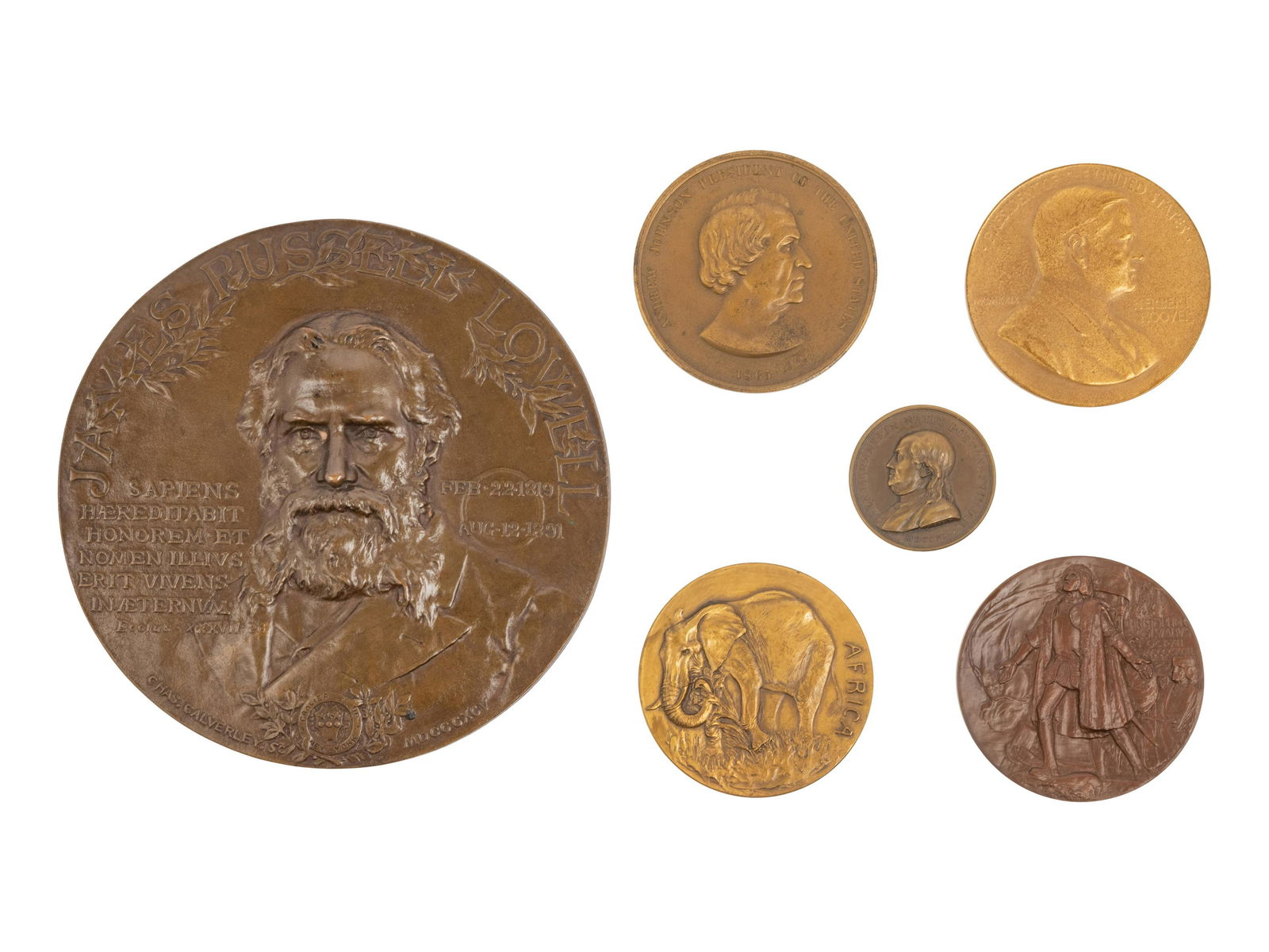 A Group of Five Bronze Medallions and a Bronze Plaque (1 of 2)
