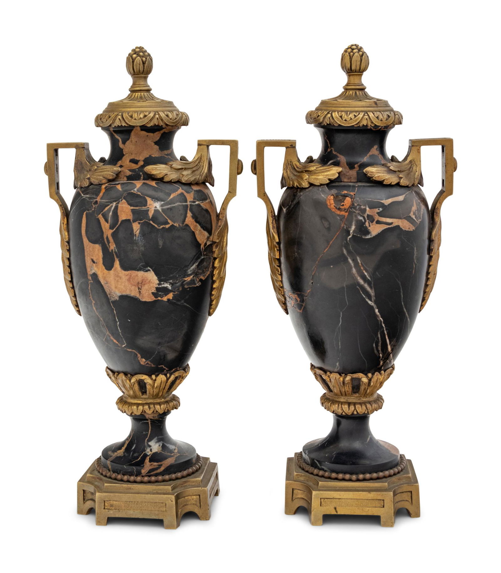 A Pair of Continental Gilt Bronze and Marble Urns (1 of 3)