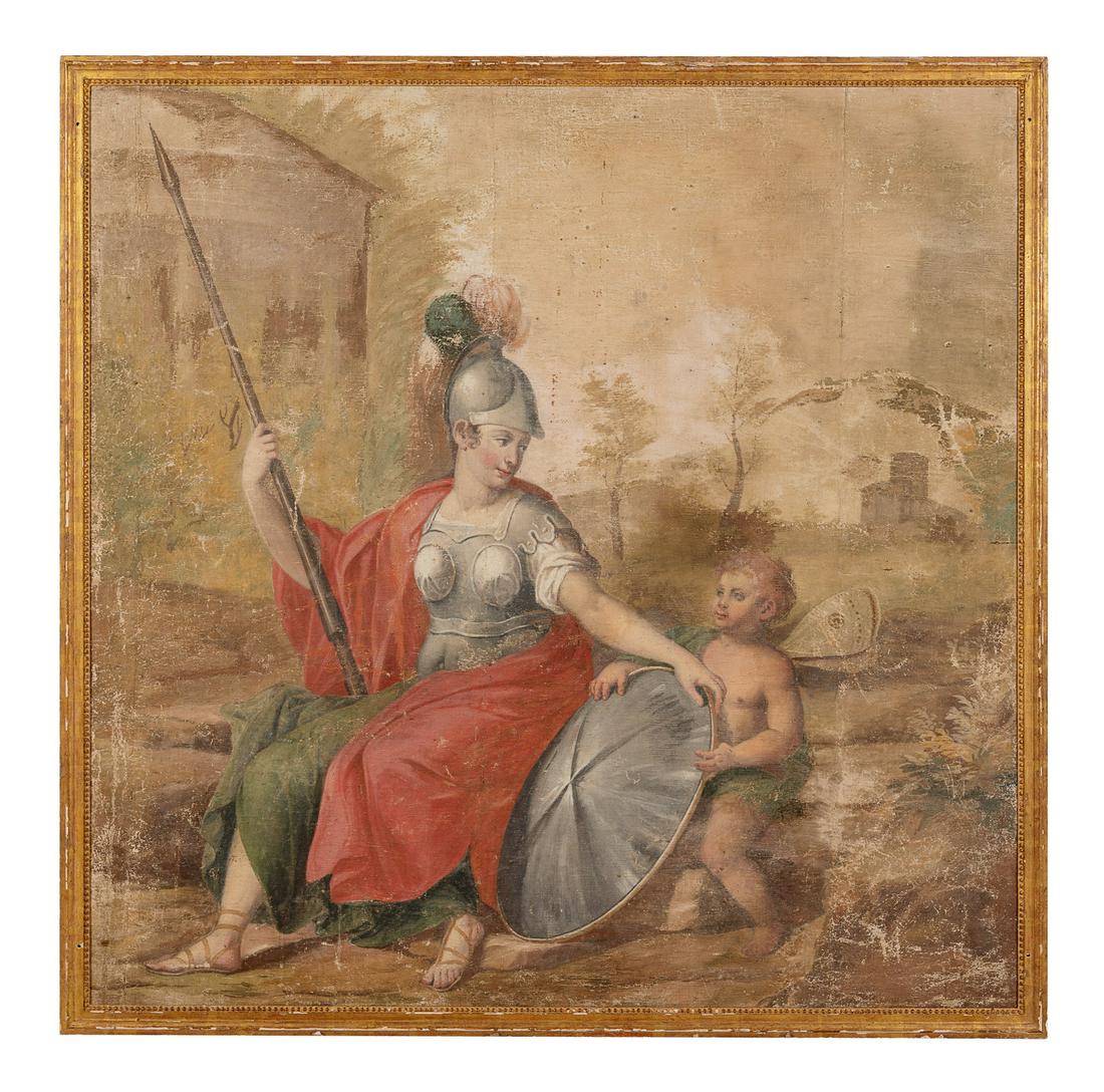 A Continental Painted Canvas Scenic Panel (1 of 7)