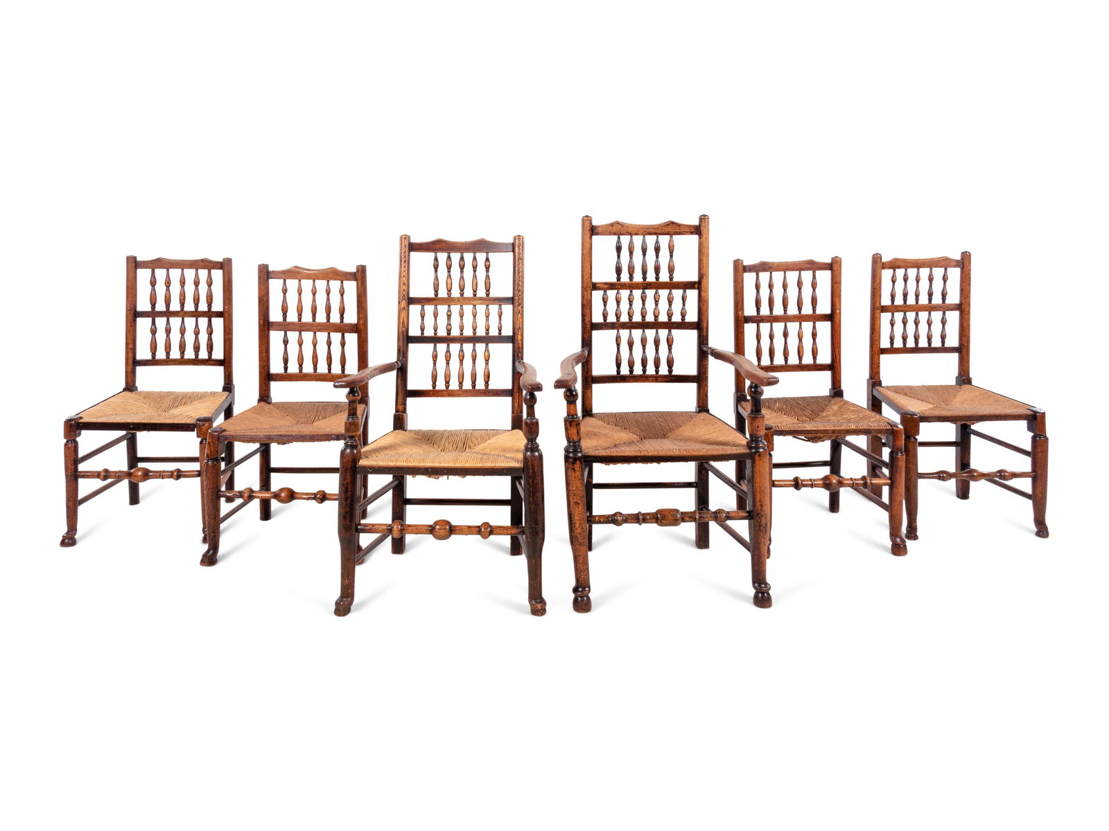 A Set of Six English Oak Lancashire Chairs (1 of 3)