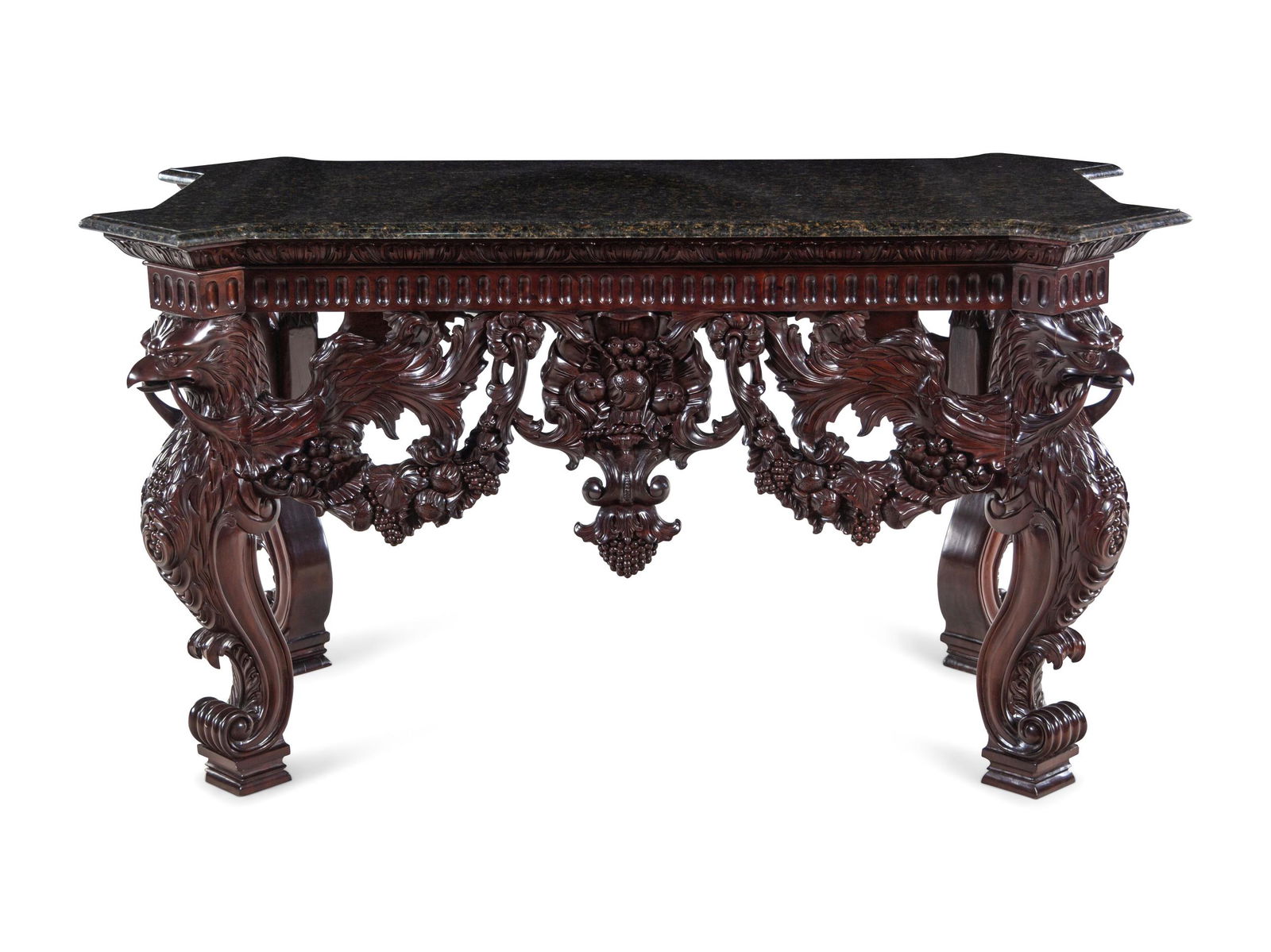 A George III Style Walnut Marble-Top Center Table  (1 of 4)