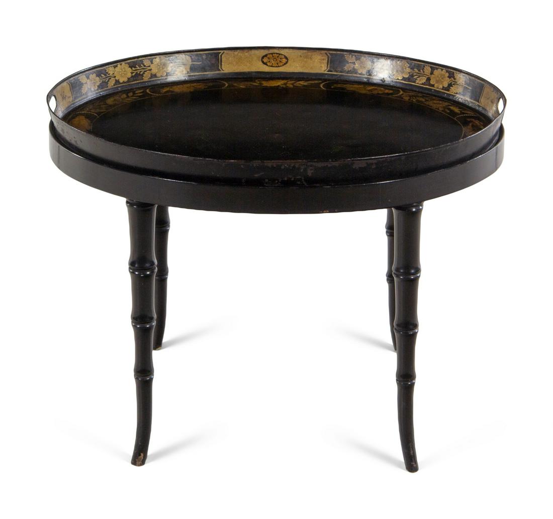 A Victorian Tole Tray on Stand (1 of 2)