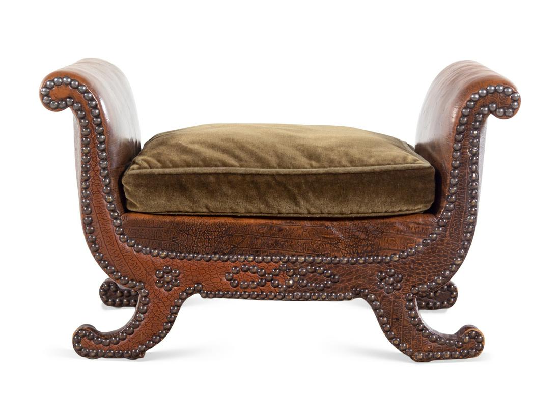 An English Leather Upholstered Stool (1 of 2)
