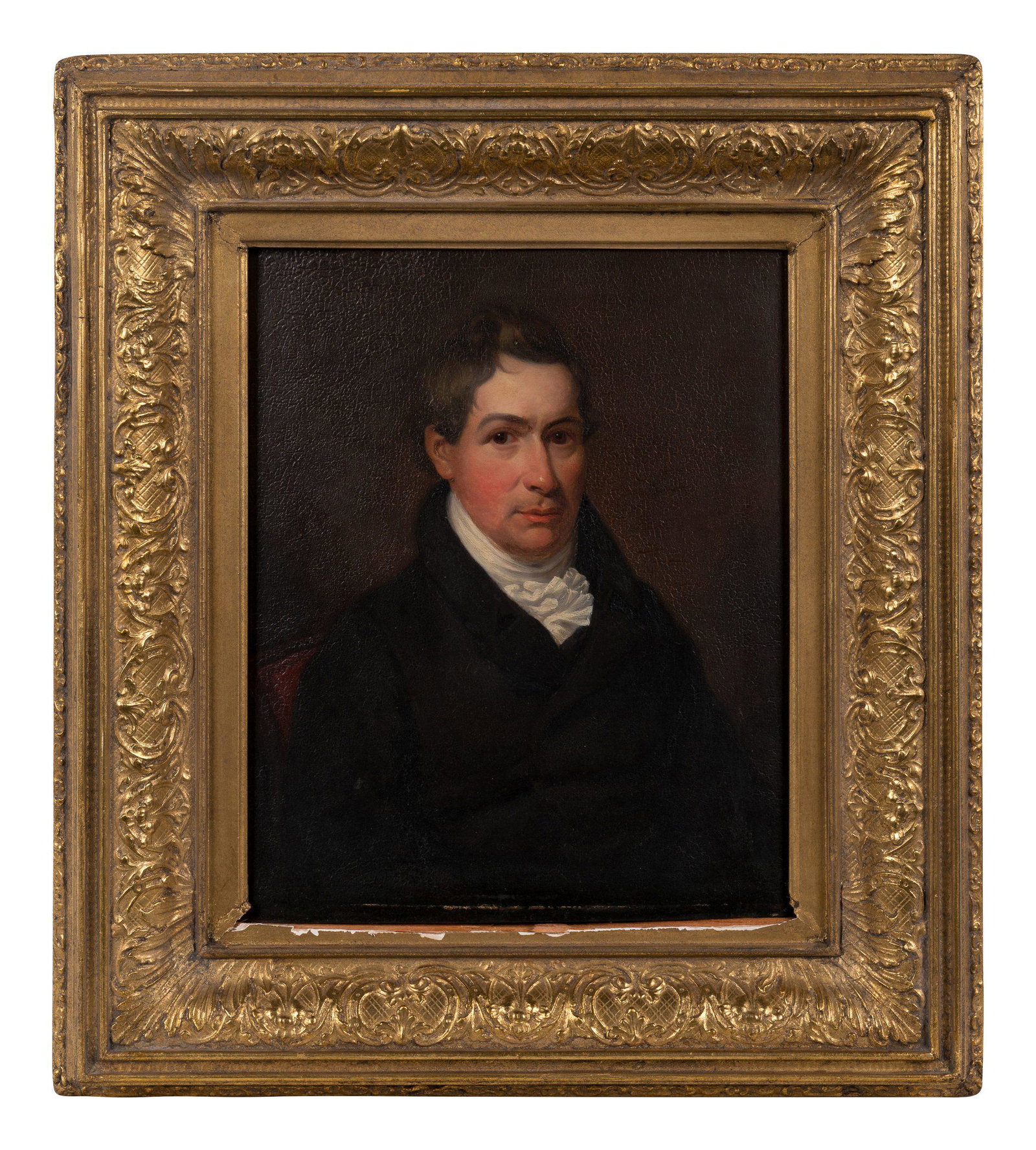 British School, 19th Century: British School, 19th Century Portrait of a Gentleman oil on panel 12 x 9 7/8 inches. Property from the Estate of Charles and Lorraine Janda, Hinsdale, Illinois