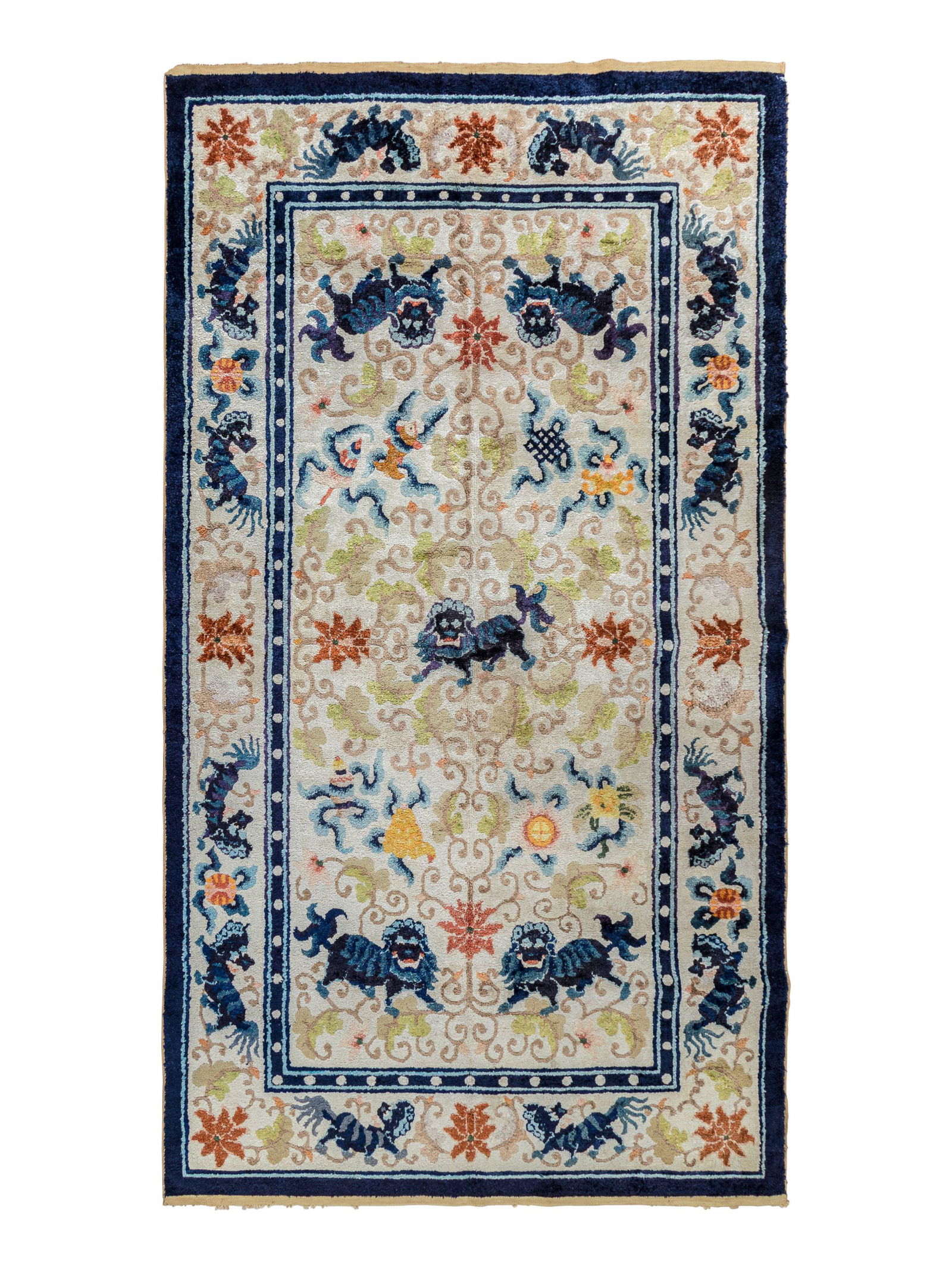 A Chinese Silk Rug with Lions (1 of 4)