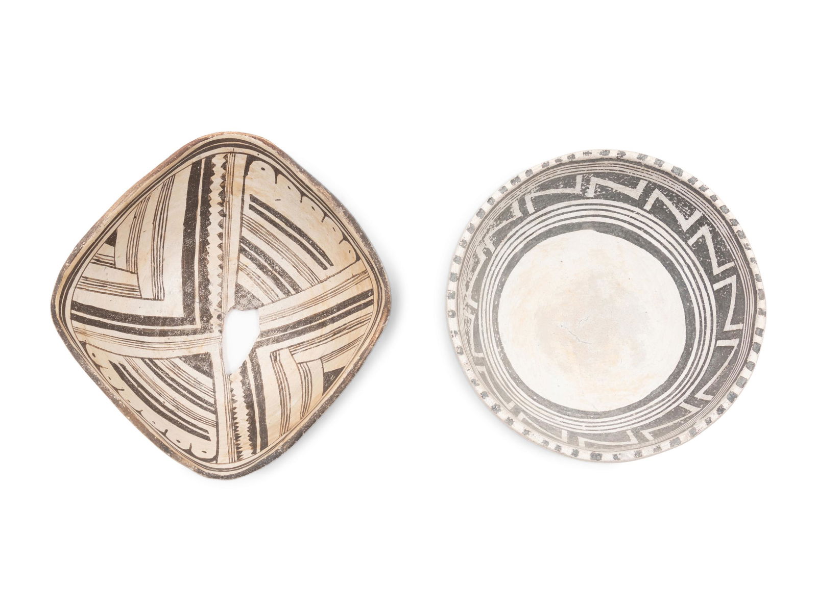 Southwestern Black-on-White Pottery Bowls   (1 of 2)