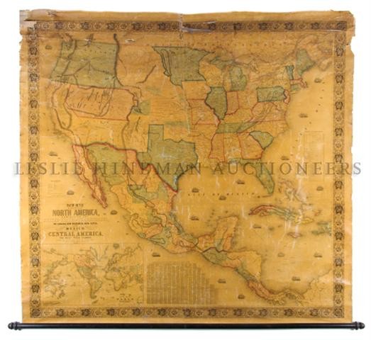 MONK, JACOB. A New Map of the Portion of North America : MONK, JACOB A New Map of the Portion of North America exhibiting the United States and Territories, the Canadas, New Brunswick, Nova Scotia and Mexico, also, Central America and the West India Islands