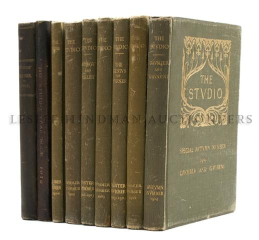 (THE STUDIO) HOLME, CHARLES, ed. Special Summer Numbers: (THE STUDIO) HOLME, CHARLES, ed. The Studio. London, Paris, New York: The Studio, Special Summer Number, 1900-1912. 9 vols. 4to, publisher's green cloth stamped in gilt to 7 vols. A fine run of the ol